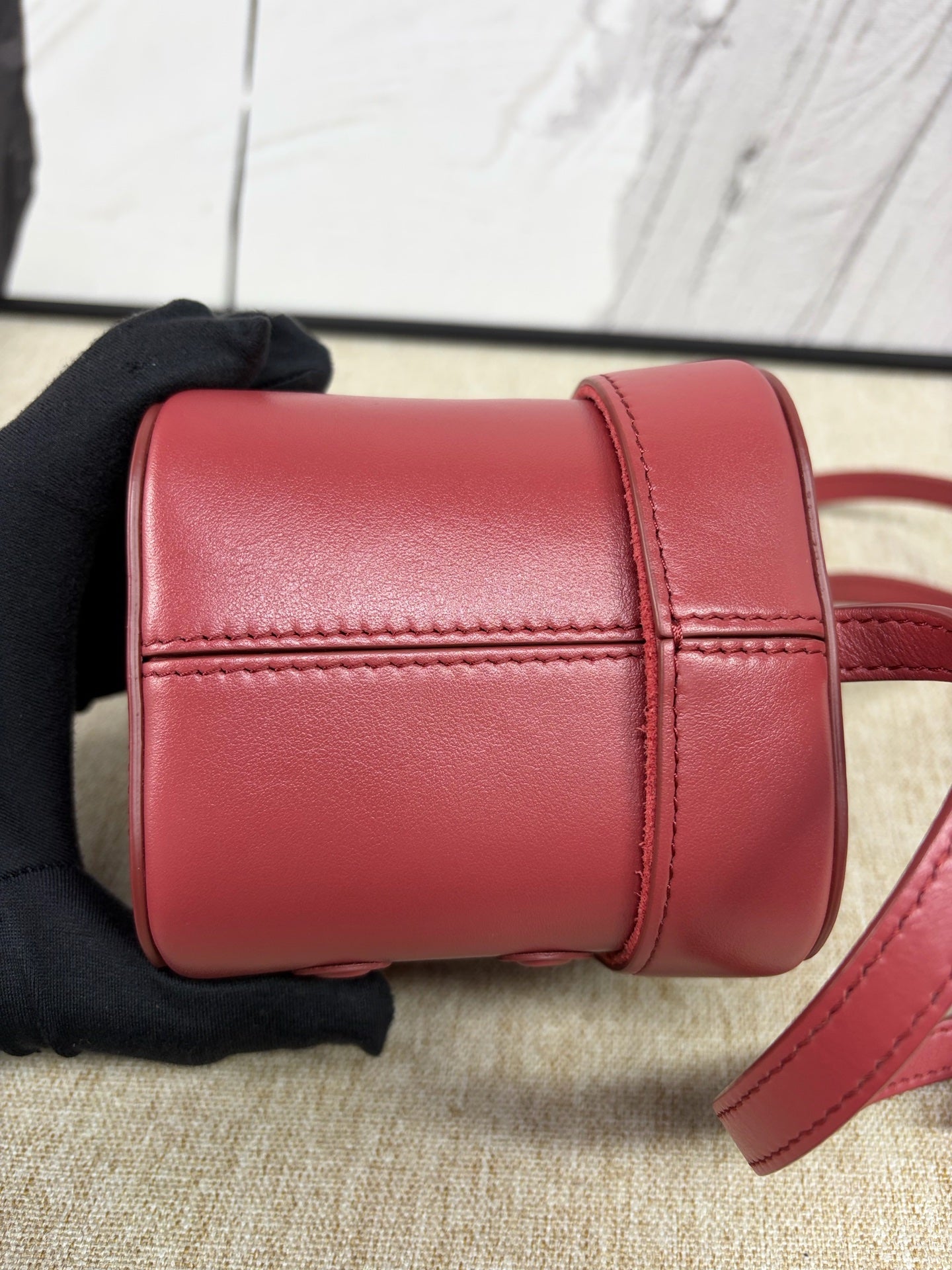 Celine - Triomphe Small Box - Calfskin leather - Burgundy - (mini)