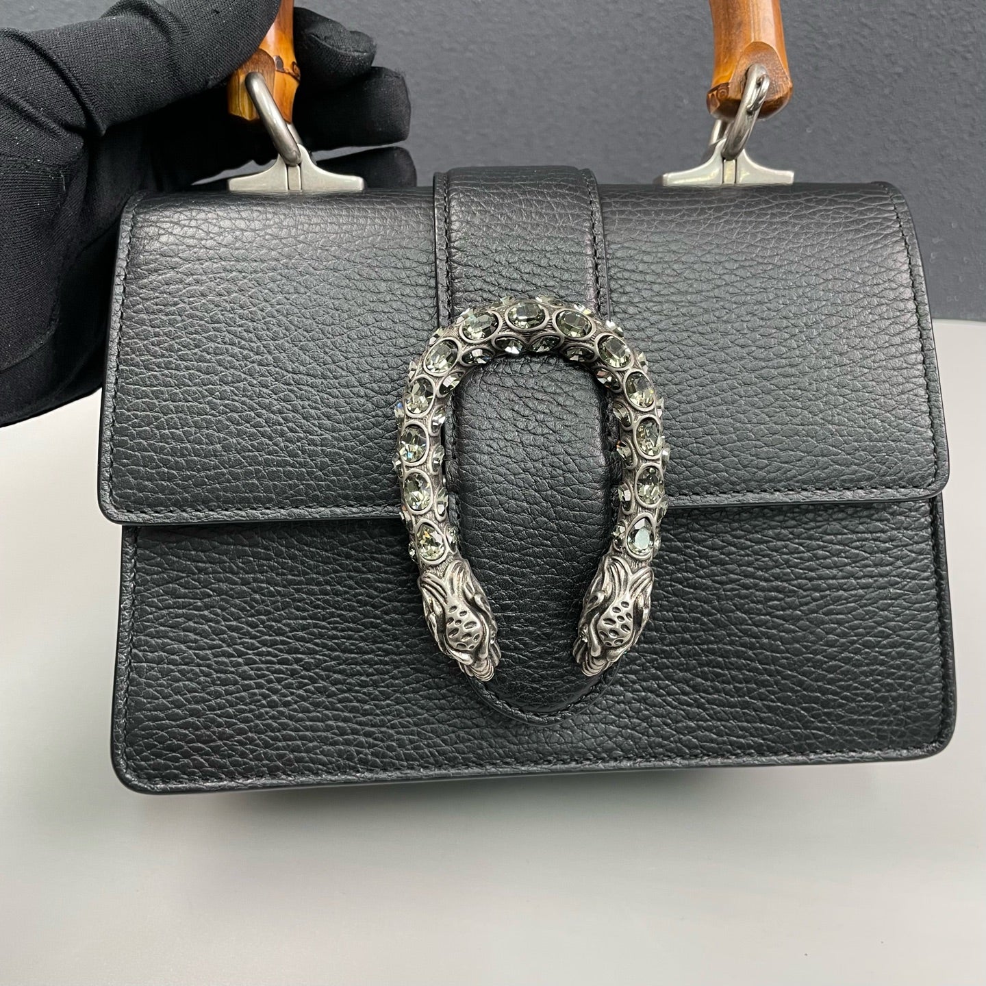Gucci - Dionysus Bamboo Top Handle Bag - Leather - Black - (Mini)