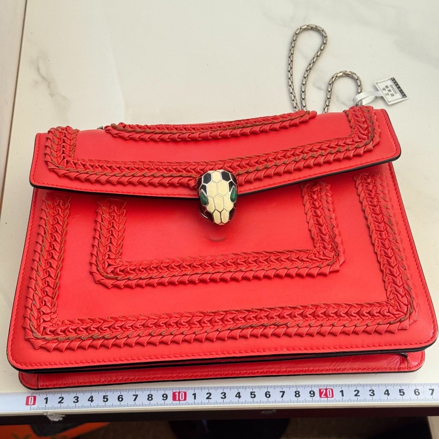 Bvlgari - Serpenti Forever Woven Chain Bag - Leather - Red - (medium)