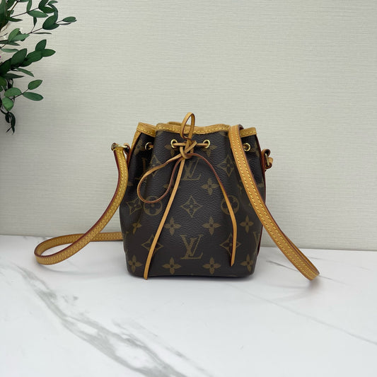 Louis Vuitton - Noe Nano - Monogram coated canvas with natural cowhide leather trim - Brown - (mini)