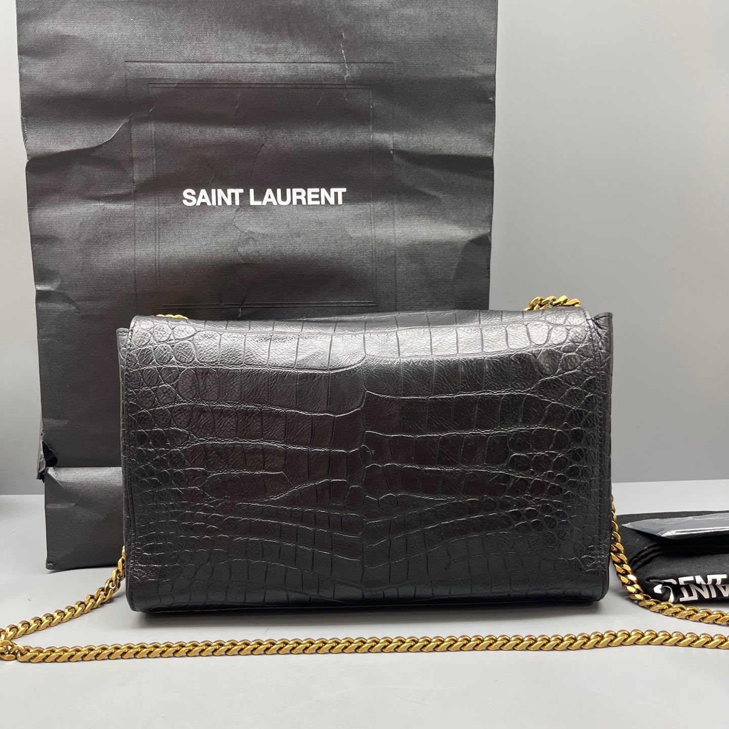 Saint Laurent - Monogram Chain Bag - Crocodile-embossed cowhide leather - Black - (medium)
