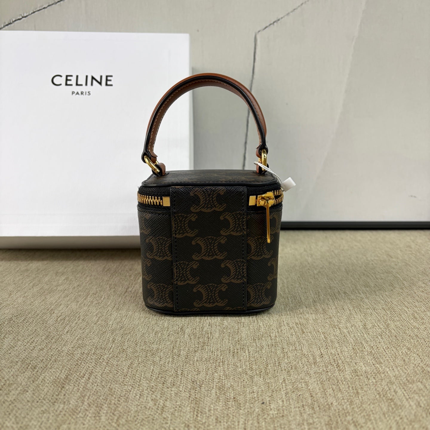 Celine - Triomphe Canvas Mini Vanity Case - Coated canvas with leather trim - Brown - (mini)