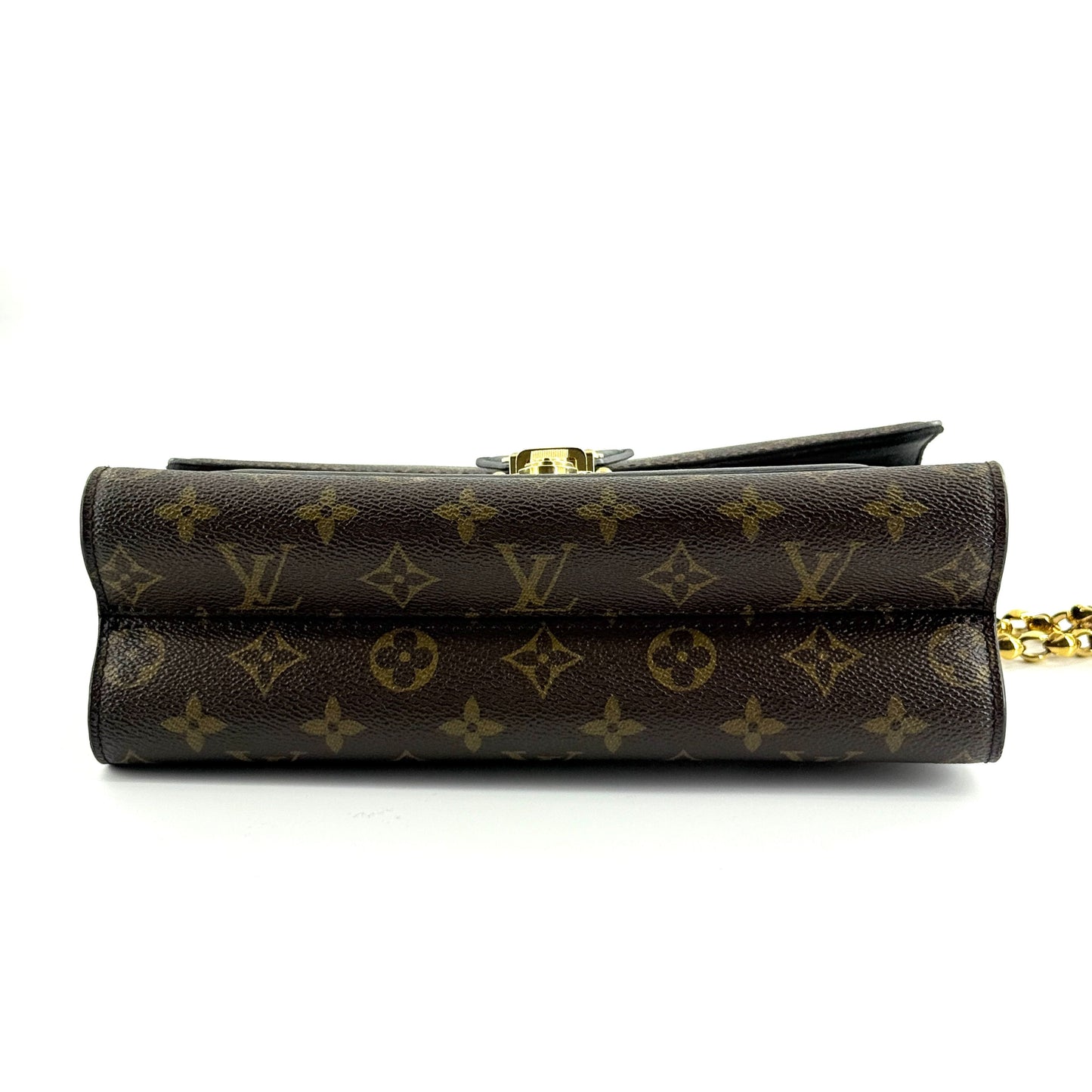 Louis Vuitton - Victoire - Monogram coated canvas with grained leather trim and accents - Brown and Black with Gold-Tone Hardware - (small)