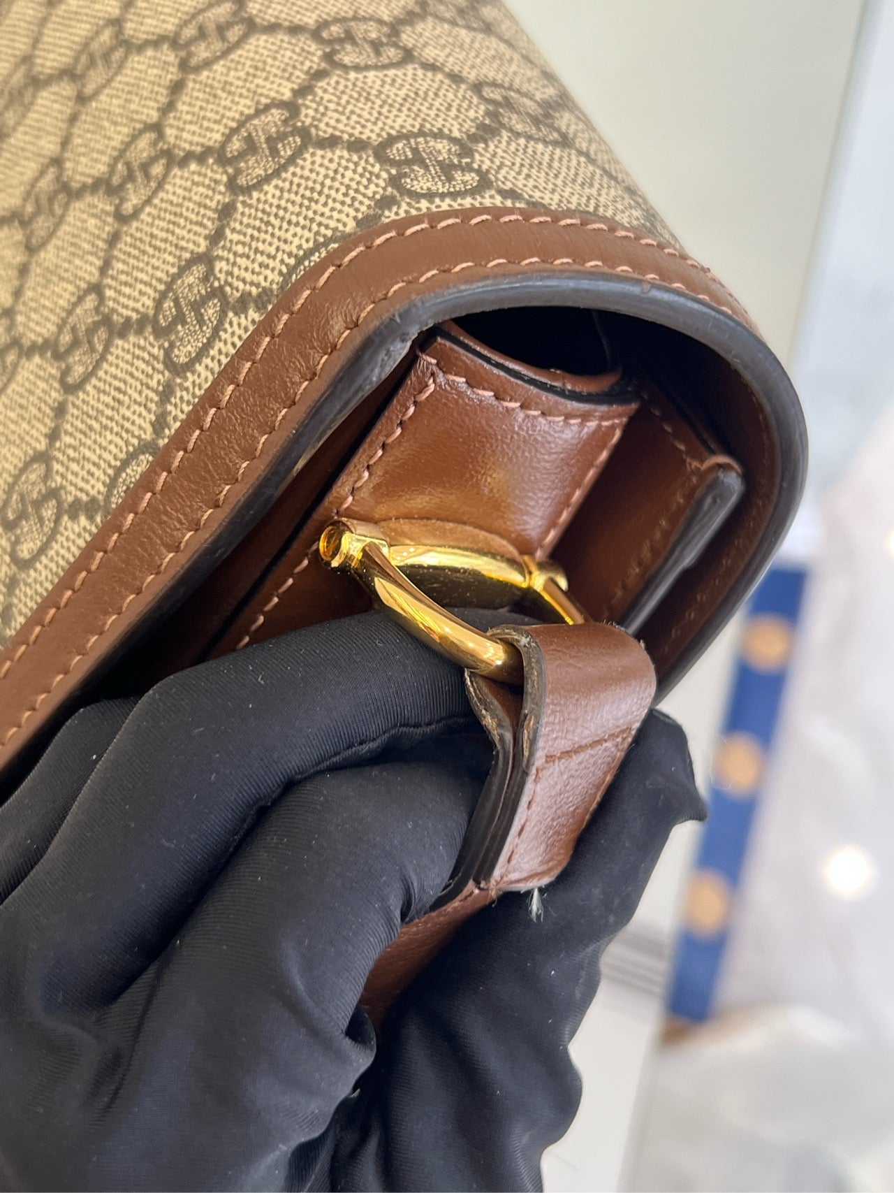 Gucci - Horsebit 1955 Shoulder Bag - GG Supreme canvas with leather trim - Beige and Brown - (medium)