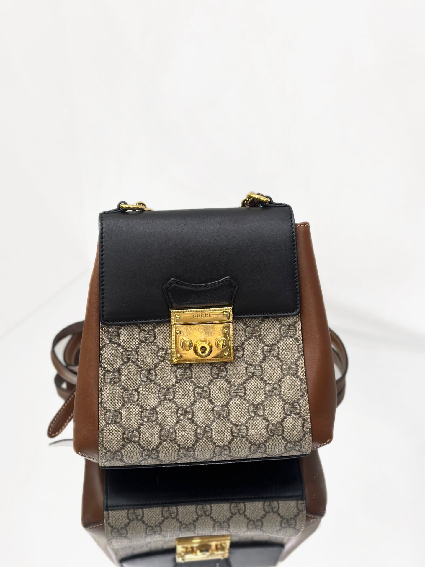 Gucci - Padlock Backpack - GG Supreme canvas with leather trim - Black and Brown - (small)