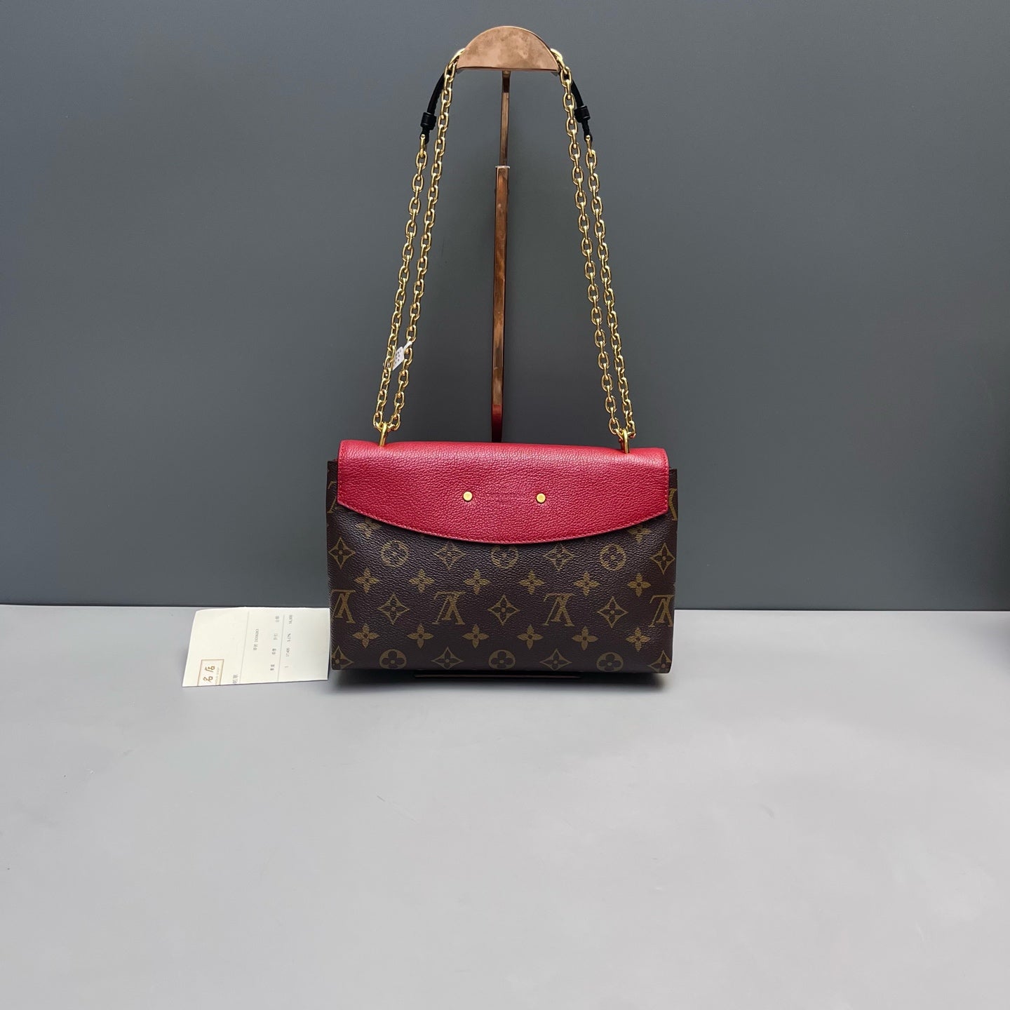 Louis Vuitton - Saint Placide - Monogram canvas and grained leather - Brown and Red with Gold-Tone Hardware - (Medium)