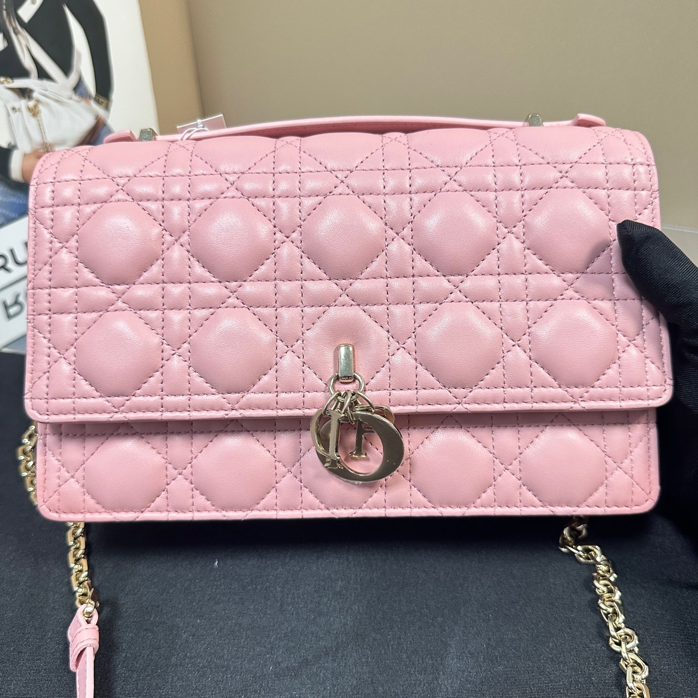 Dior - Miss Dior Flap Bag - Lambskin leather - Pink - (Medium)