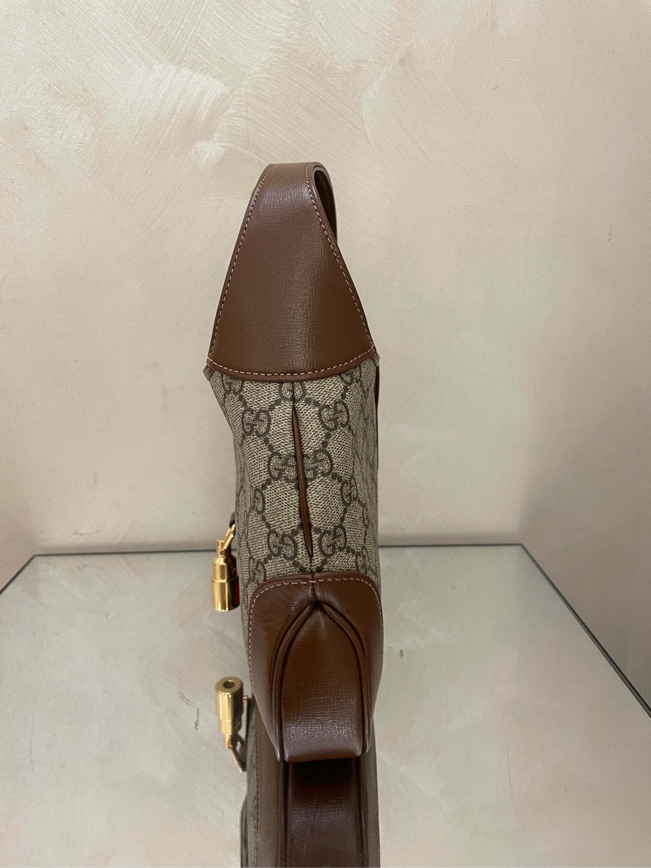Gucci - Jackie 1961 - GG Supreme canvas with leather trim - Beige with brown accents and green/red web - (small)