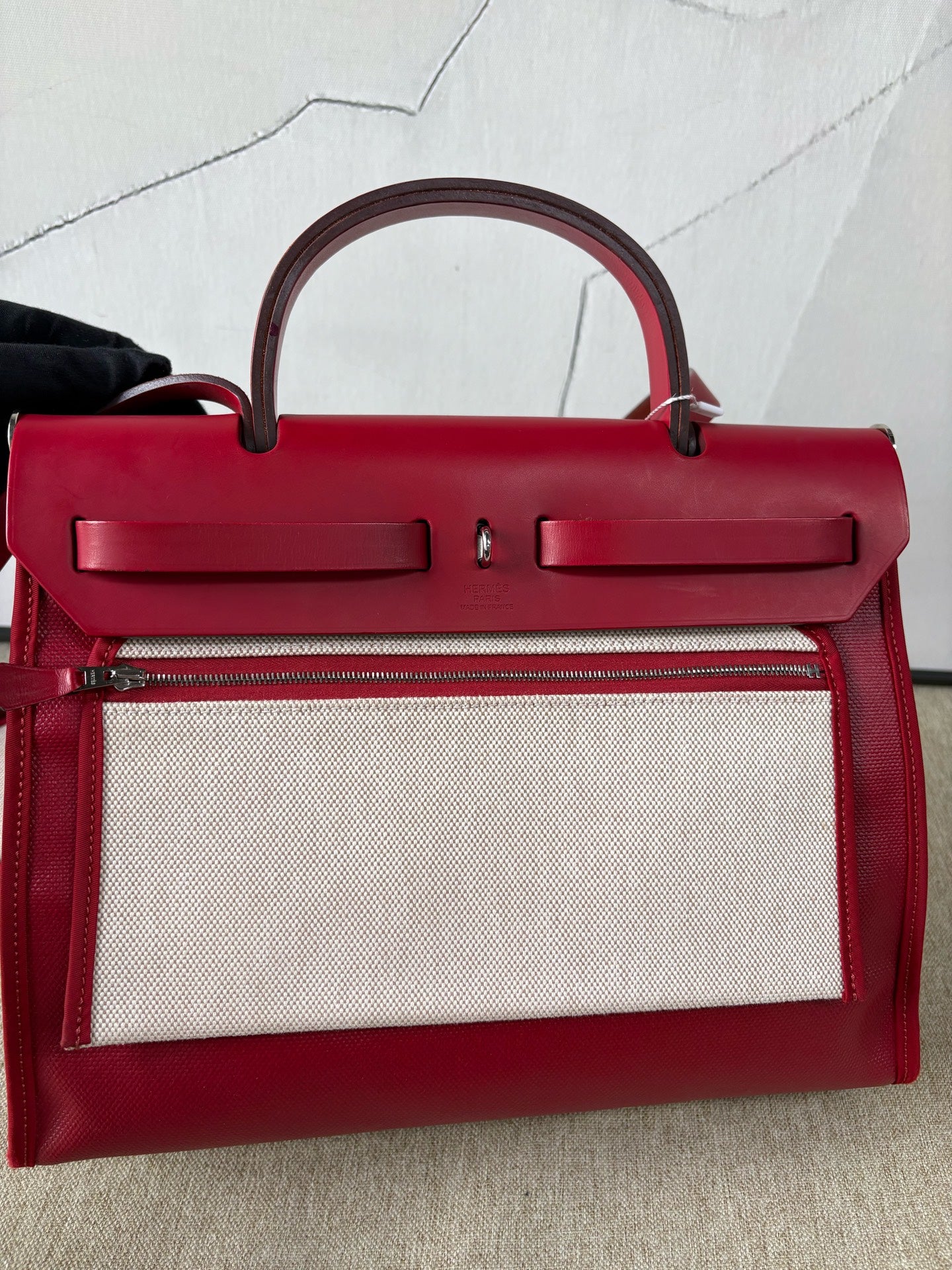 Hermès - Herbag Zip 31 - Waterproof canvas and Cowhide leather - Red and Beige - (Medium)