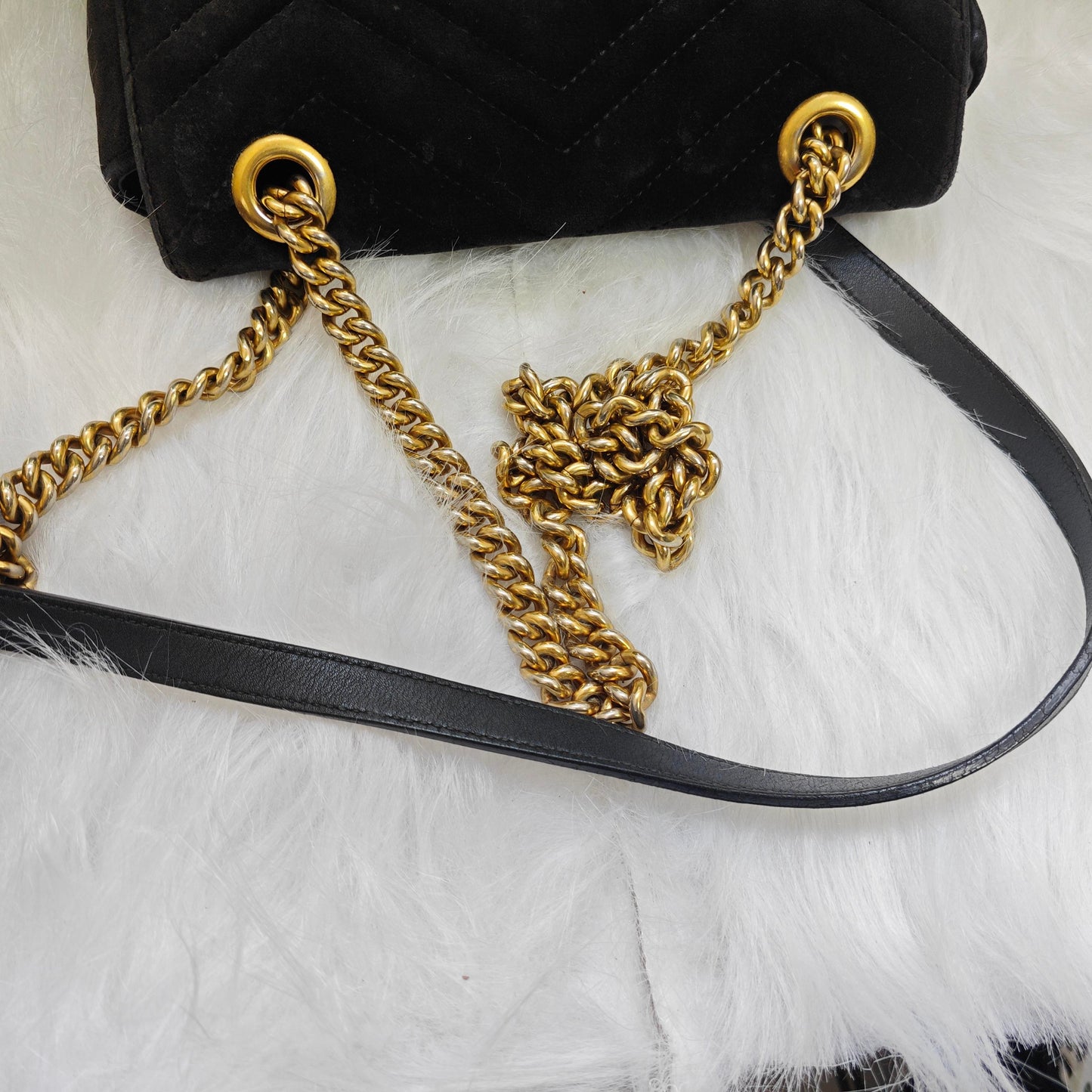 Gucci - GG Marmont Matelassé Mini Bag - Velvet with leather trim - Black - (mini)