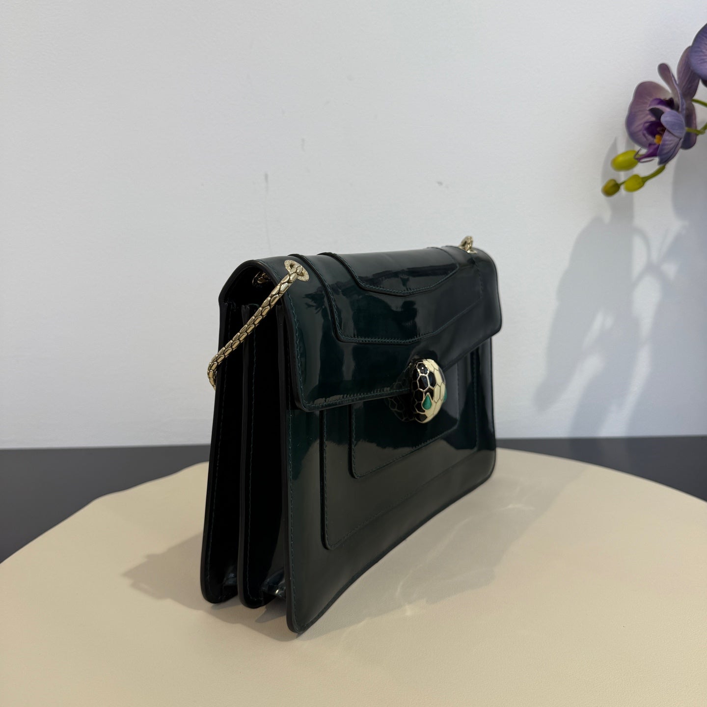 Bvlgari - Serpenti Forever Flap Bag - Patent leather - Dark Green - (Medium)