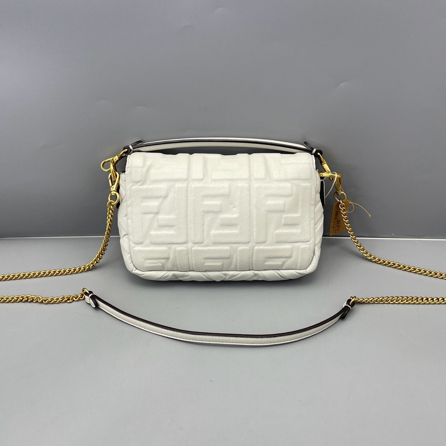 Fendi - Baguette Mini FF Embossed - Leather - White - (mini)