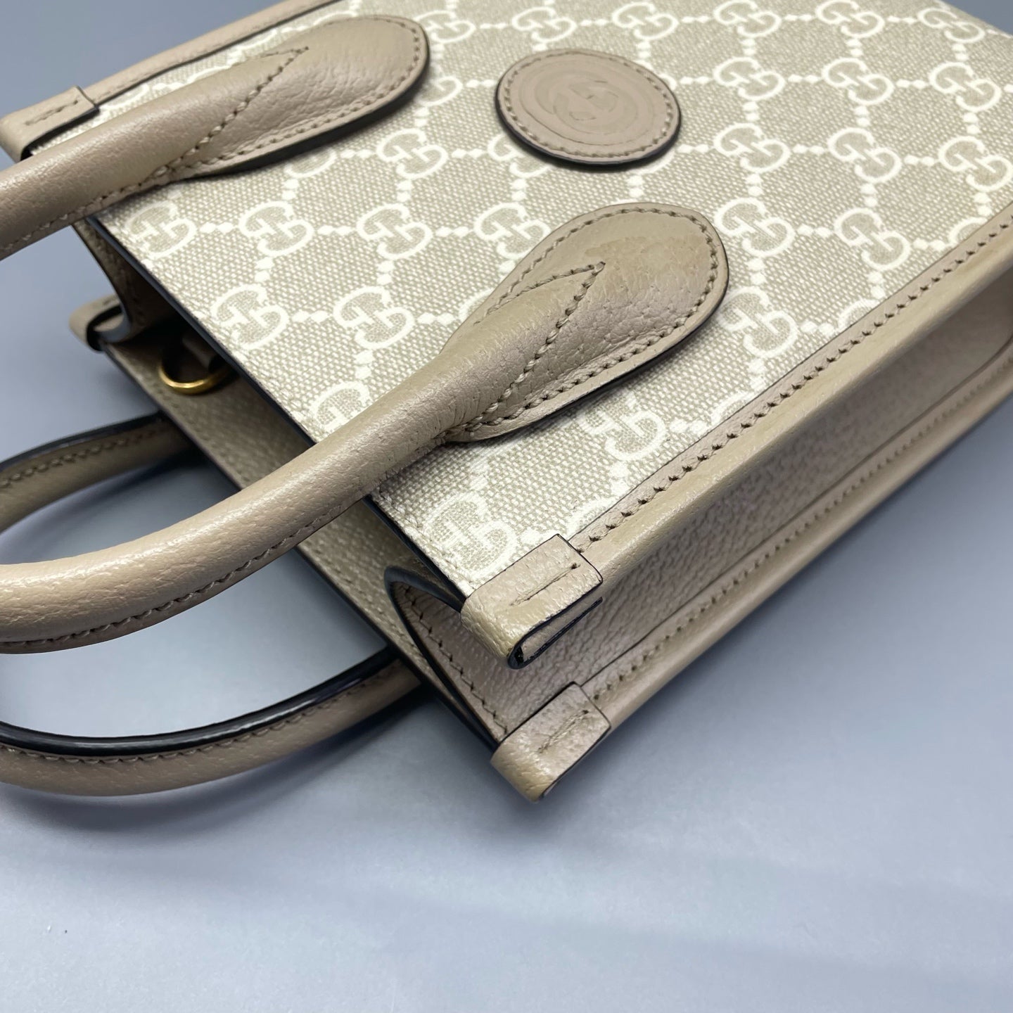 Gucci - Ophidia Mini Tote Bag - Coated canvas with leather trim - Beige - (mini)