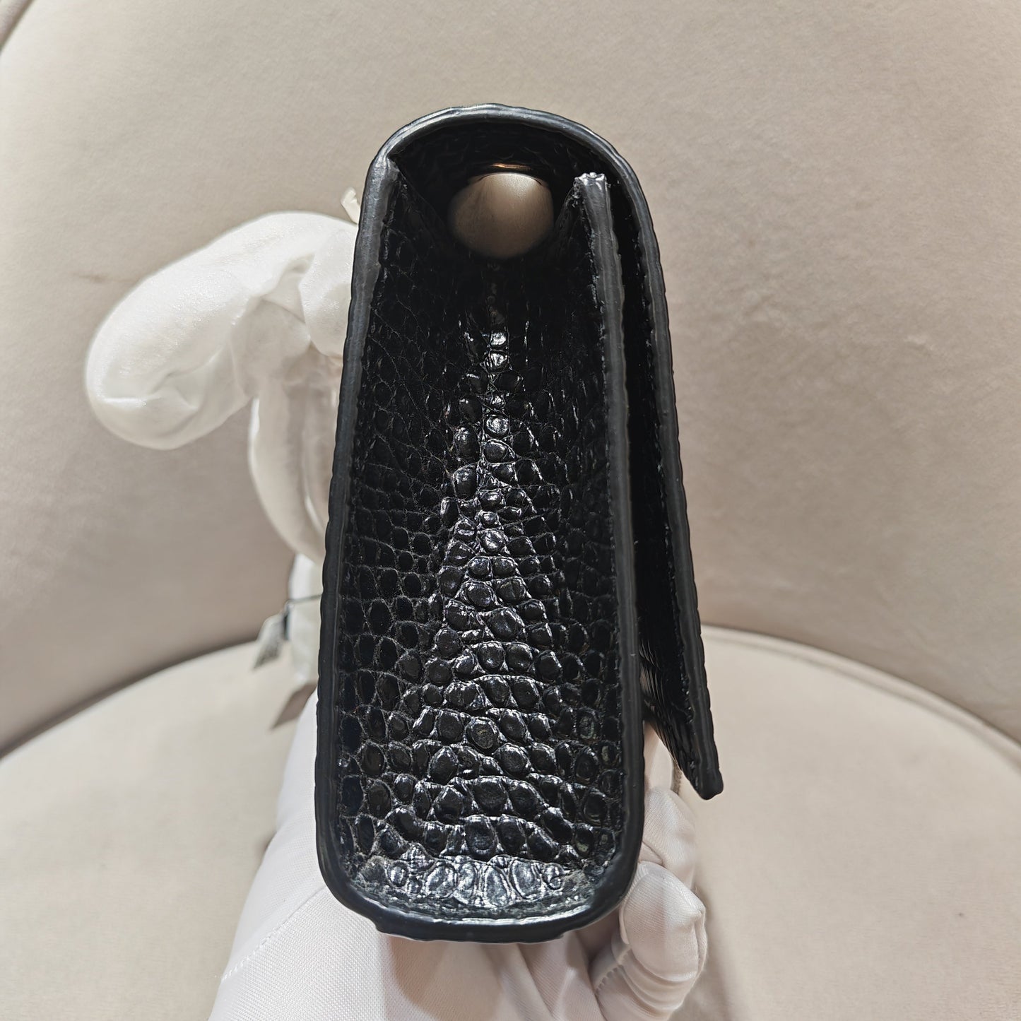 Saint Laurent - Kate Small Chain Bag with Tassel - Calfskin leather with crocodile embossing - Black - (small)