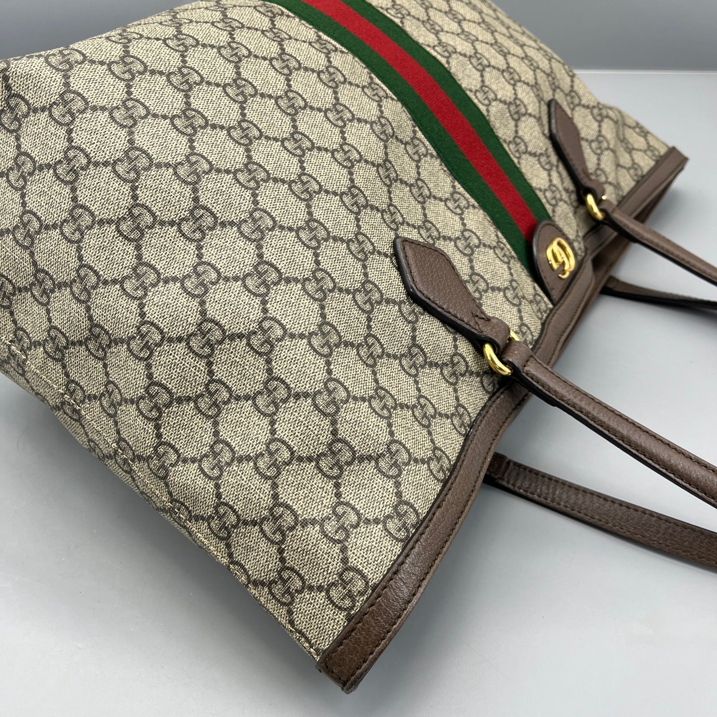 Gucci - Ophidia Tote - GG Supreme canvas with leather trim - Ebony - (medium)