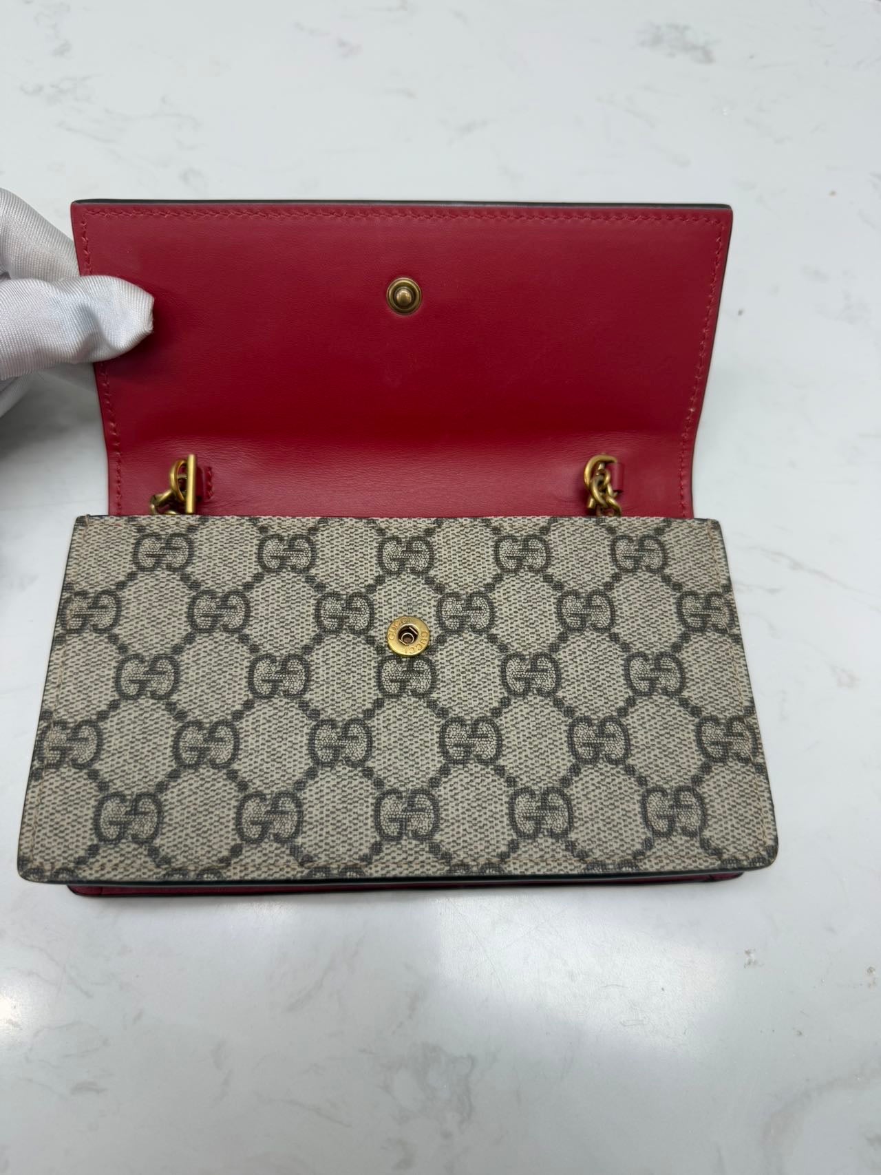 Gucci - Dionysus Cherry Mini Chain Bag - GG Supreme canvas with leather trim and lining - Beige and Red - (mini)