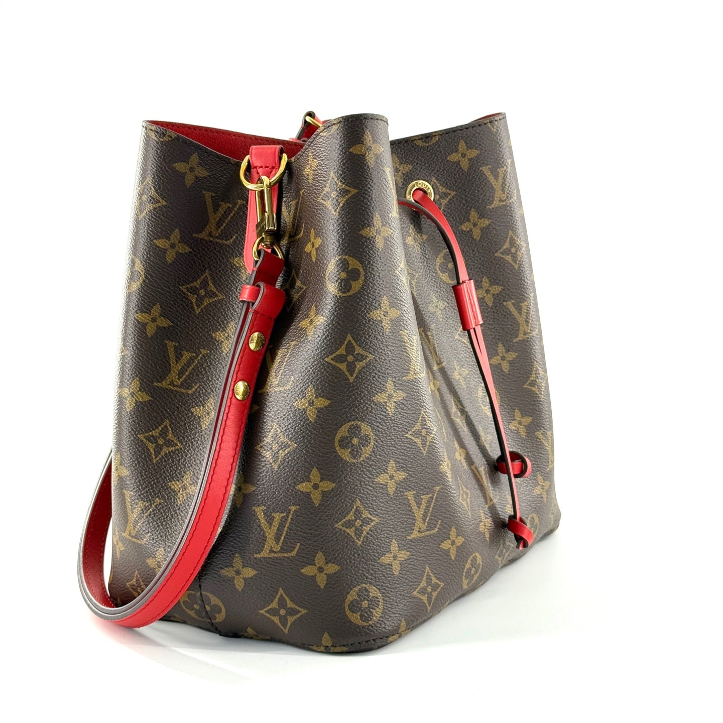Louis Vuitton - NeoNoe MM - Monogram coated canvas with leather trim - Brown and Red - (medium)