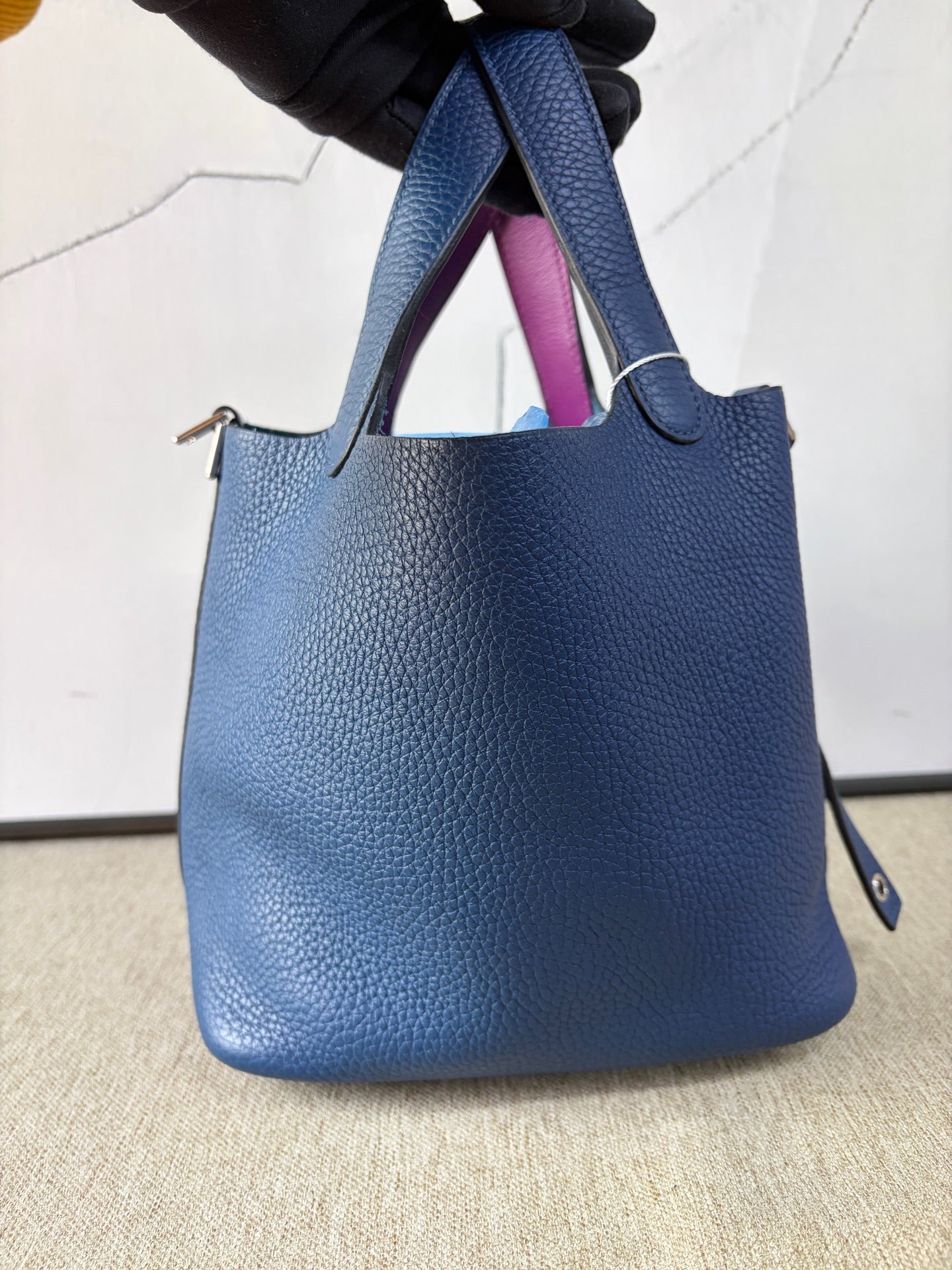 Hermès - Picotin Lock 18 - Taurillon Clemence leather - Deep Blue with Anemone Purple accents - (mini)