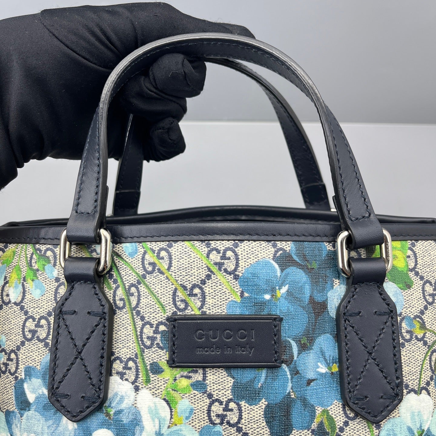 Gucci - Small GG Supreme Flora Tote Bag - Coated canvas and Leather - Blue - (Small)