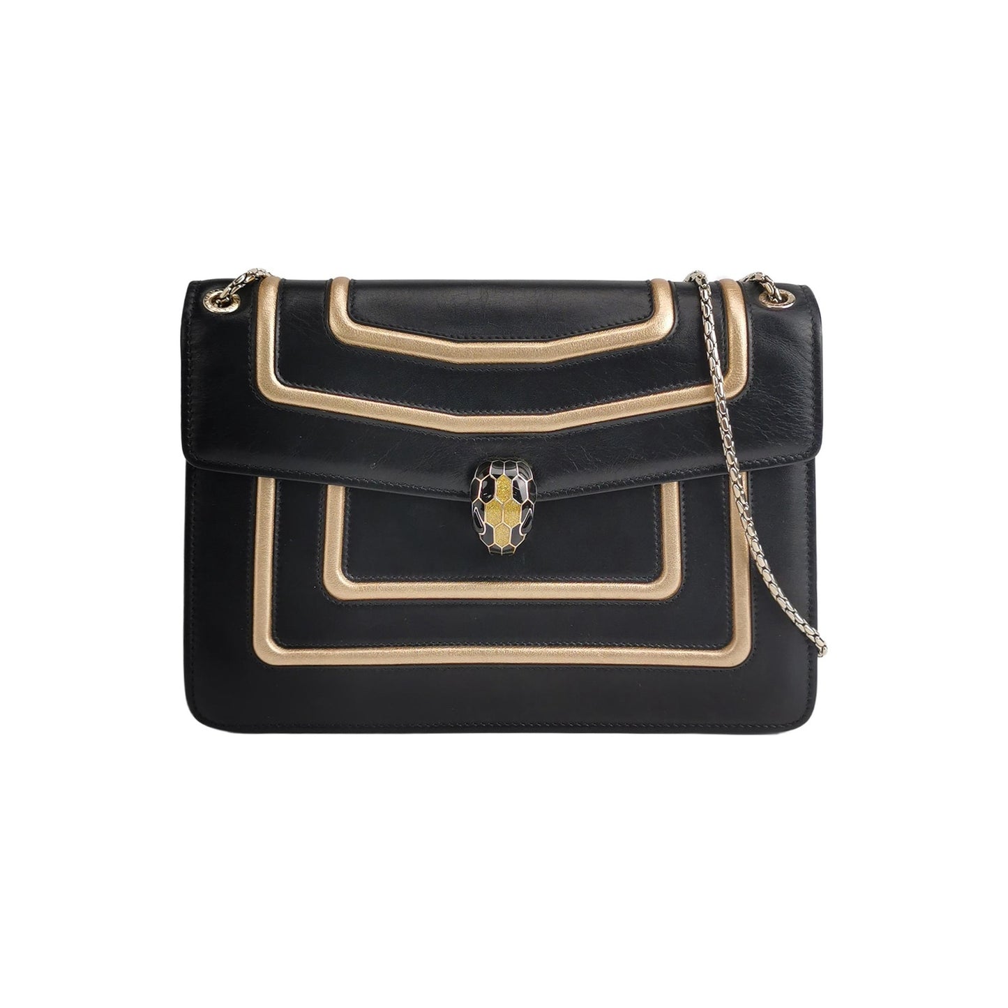 Bvlgari - Serpenti Forever Flap Cover Bag - Leather - Black - (small)