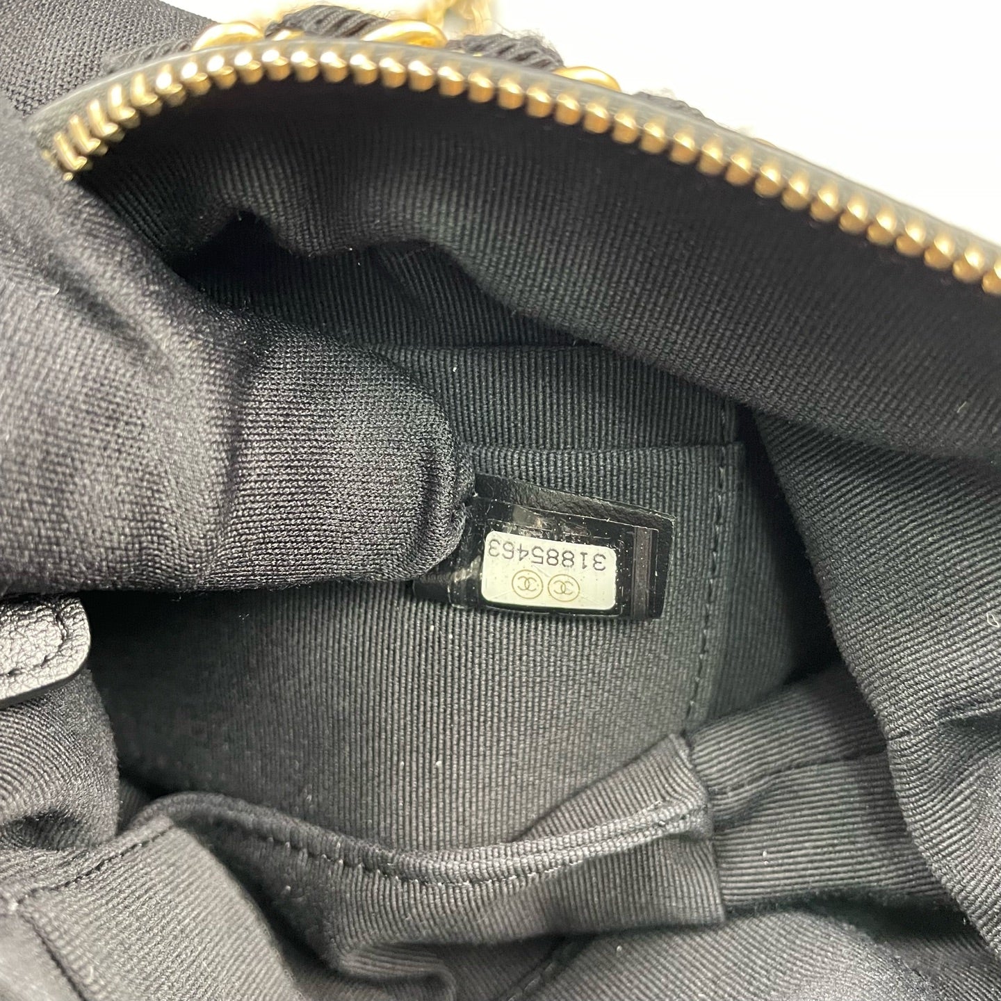 Chanel - Mini Top Handle Crossbody Pouch Bag - Satin with leather trim - Black with Gold-Tone Hardware - (Mini)