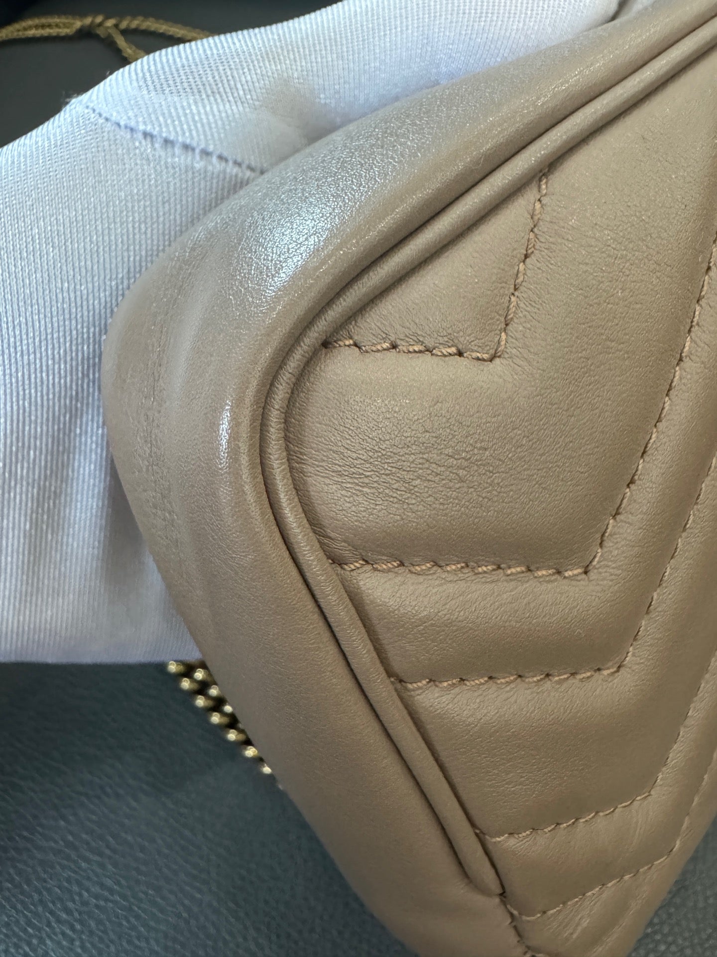Gucci - Marmont Super Mini - Leather - Beige with Gold-Tone Hardware - (mini)