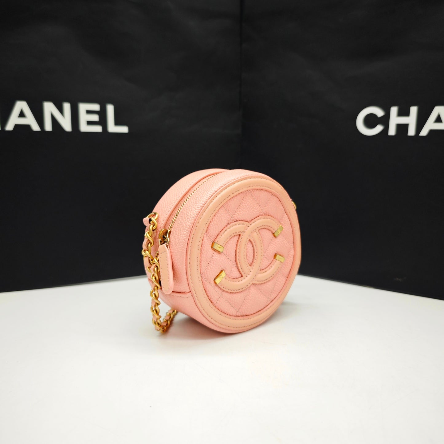Chanel - Round Mini Bag - Caviar leather - Pink - (mini)