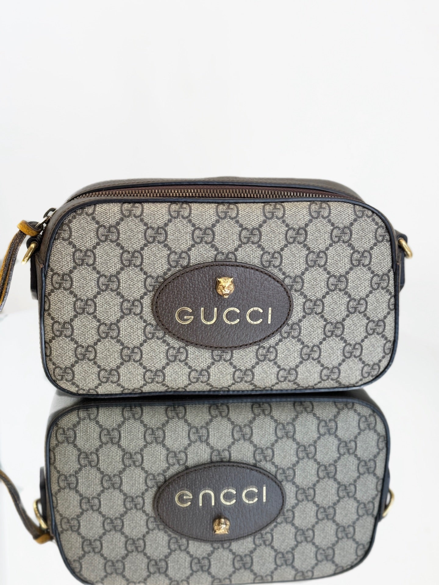 Gucci - Ophidia GG Supreme Tiger Head Camera Bag - GG Supreme canvas and leather - Beige and Brown with Multicolour strap - (small)