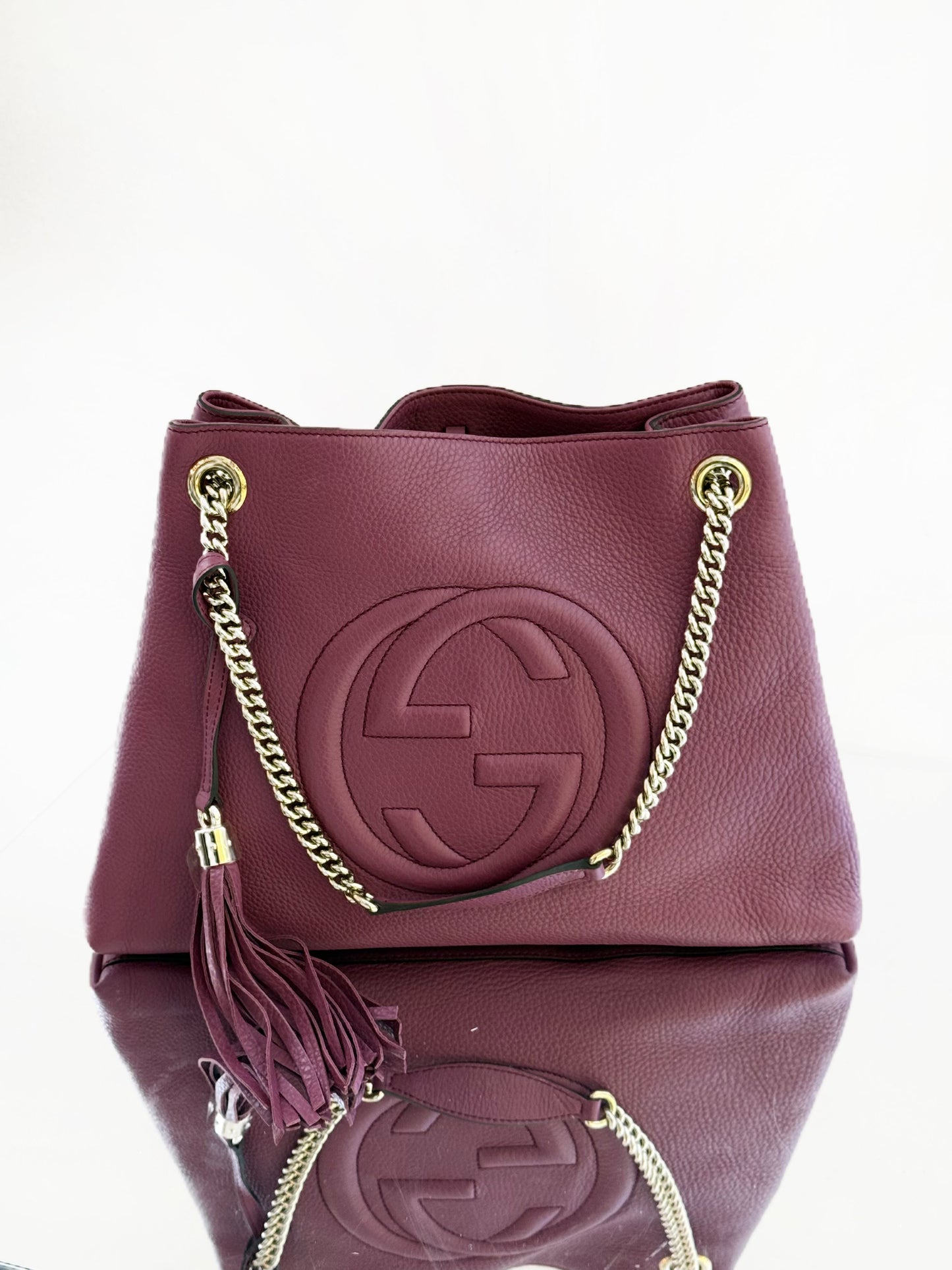 Gucci - Soho Tassel Tote - Grained leather - Burgundy - (Medium)