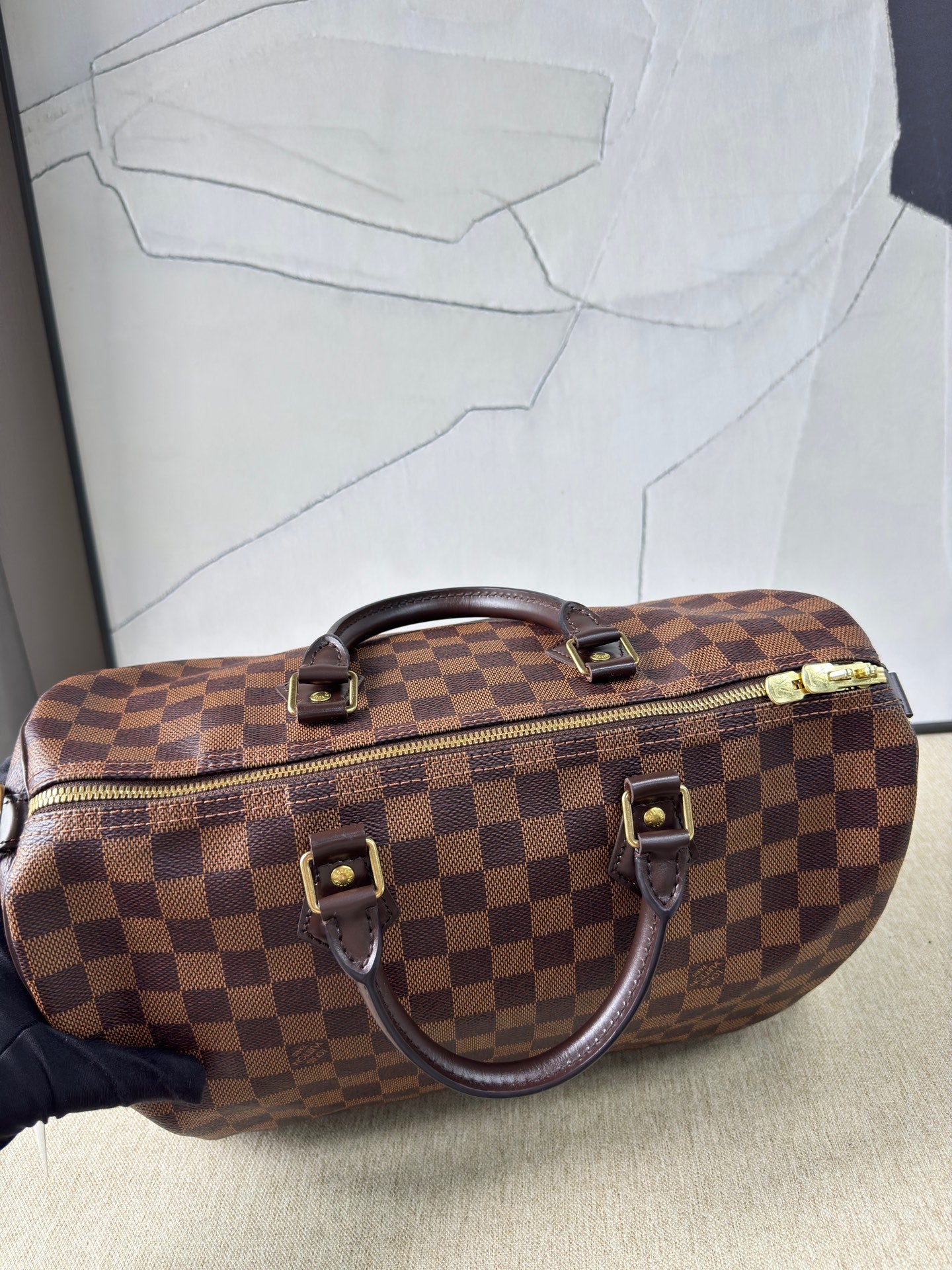 Louis Vuitton - Speedy Bandoulière 35 - Damier Ebene coated canvas with leather trim - Brown - (Large)