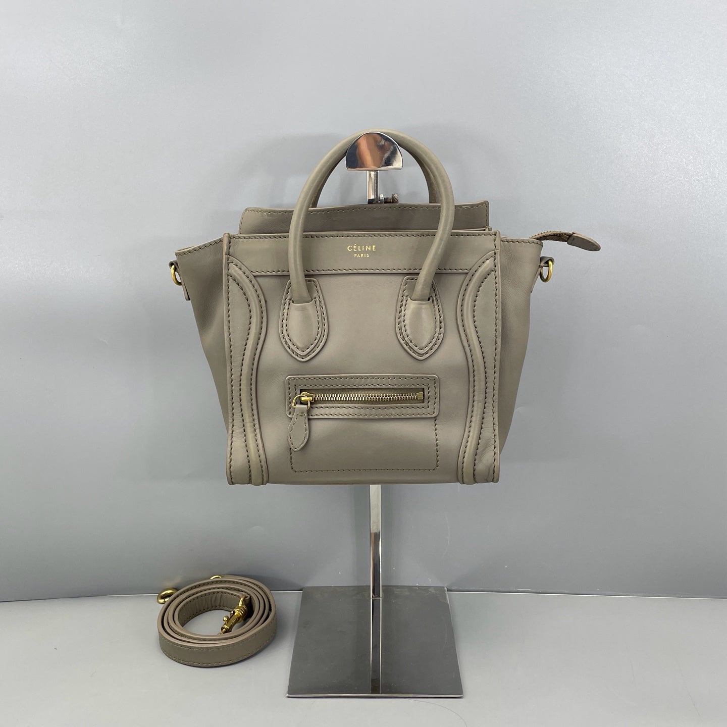 Celine - Luggage Nano - Calfskin leather - Grey - (mini)