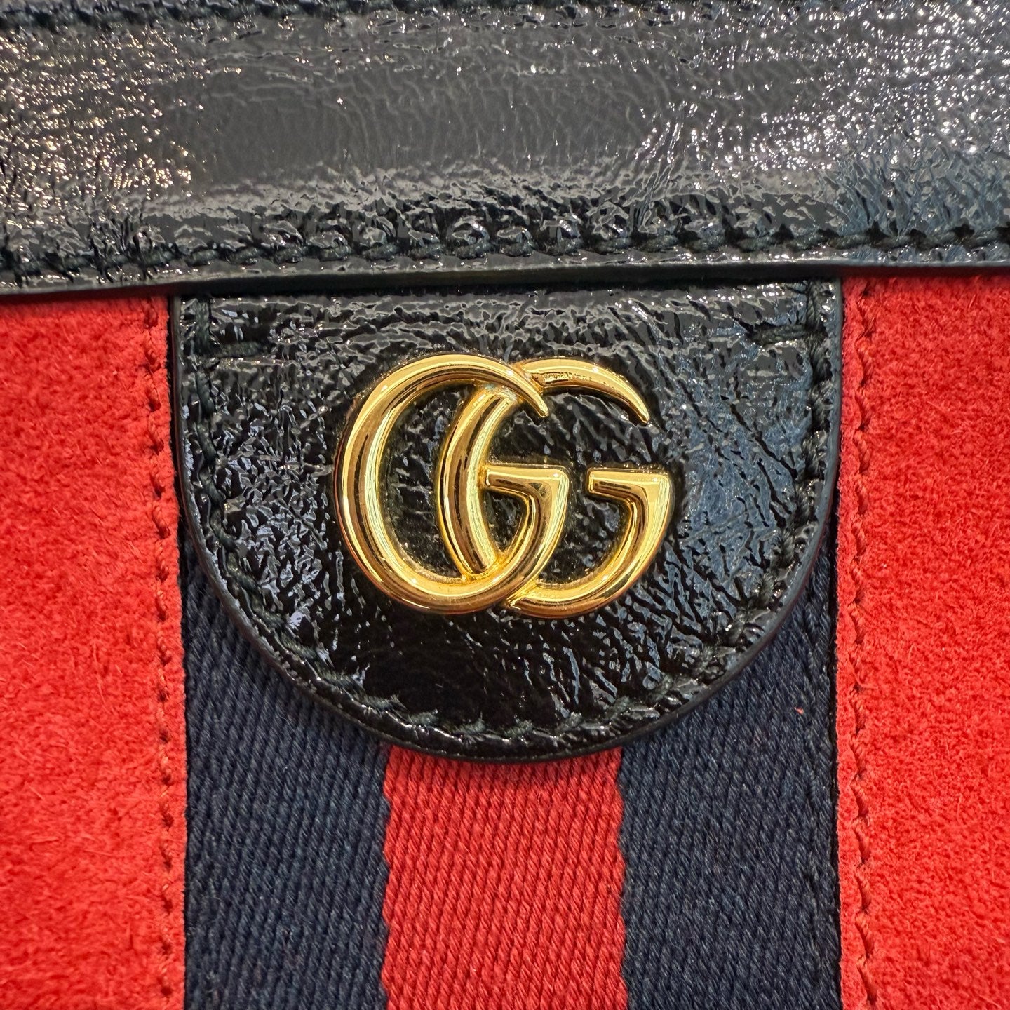 Gucci - Ophidia Small Chain Bag - Suede and Patent leather - Red - (small)