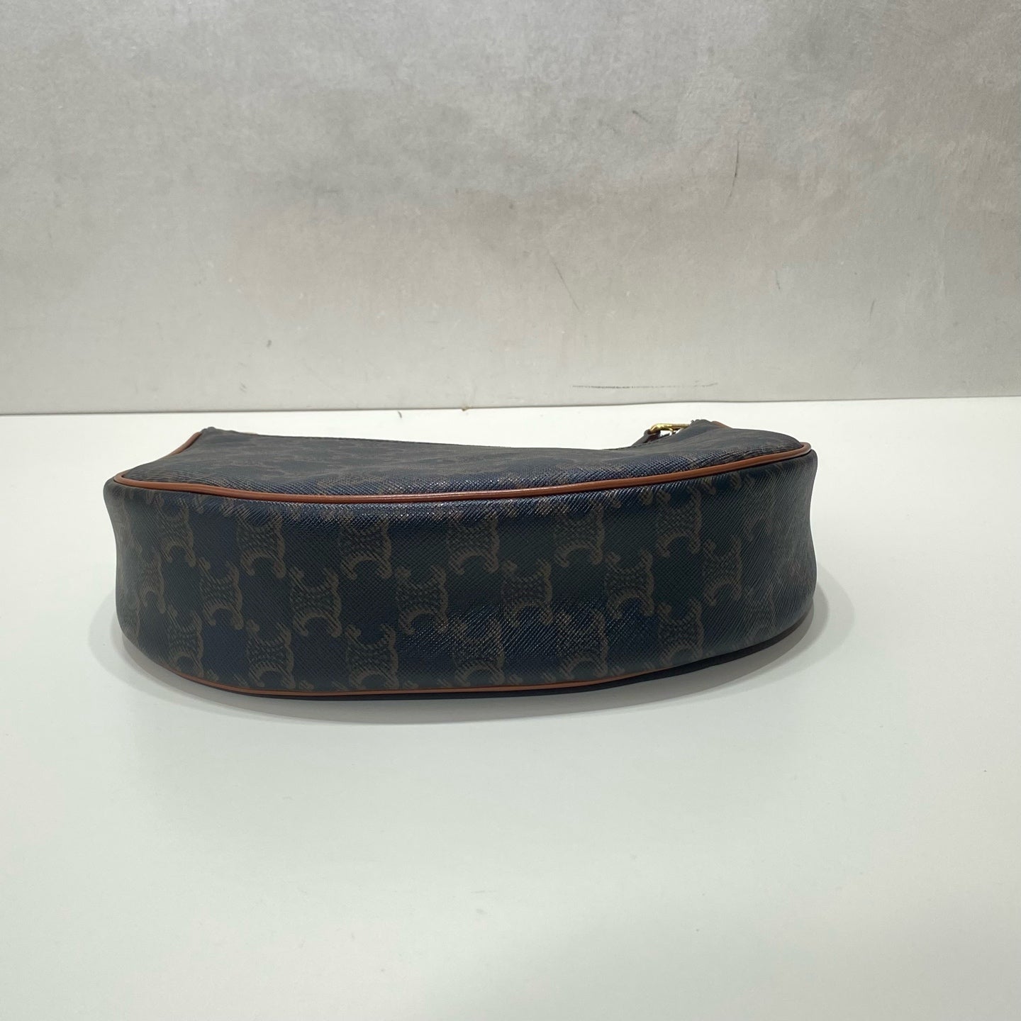 Celine - Triomphe Moon Bag - Coated canvas and Leather - Brown - (small)