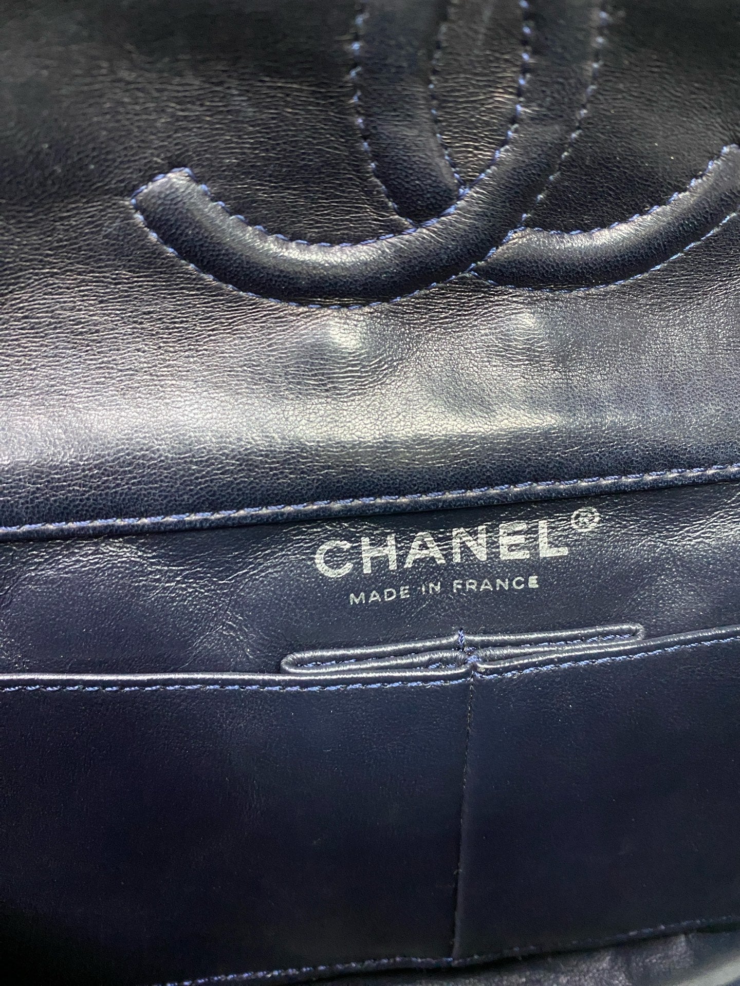 Chanel - Classic Flap Medium Sequined Canvas - Sequined canvas with leather interior - Navy with Silver-Tone Hardware - (Medium)