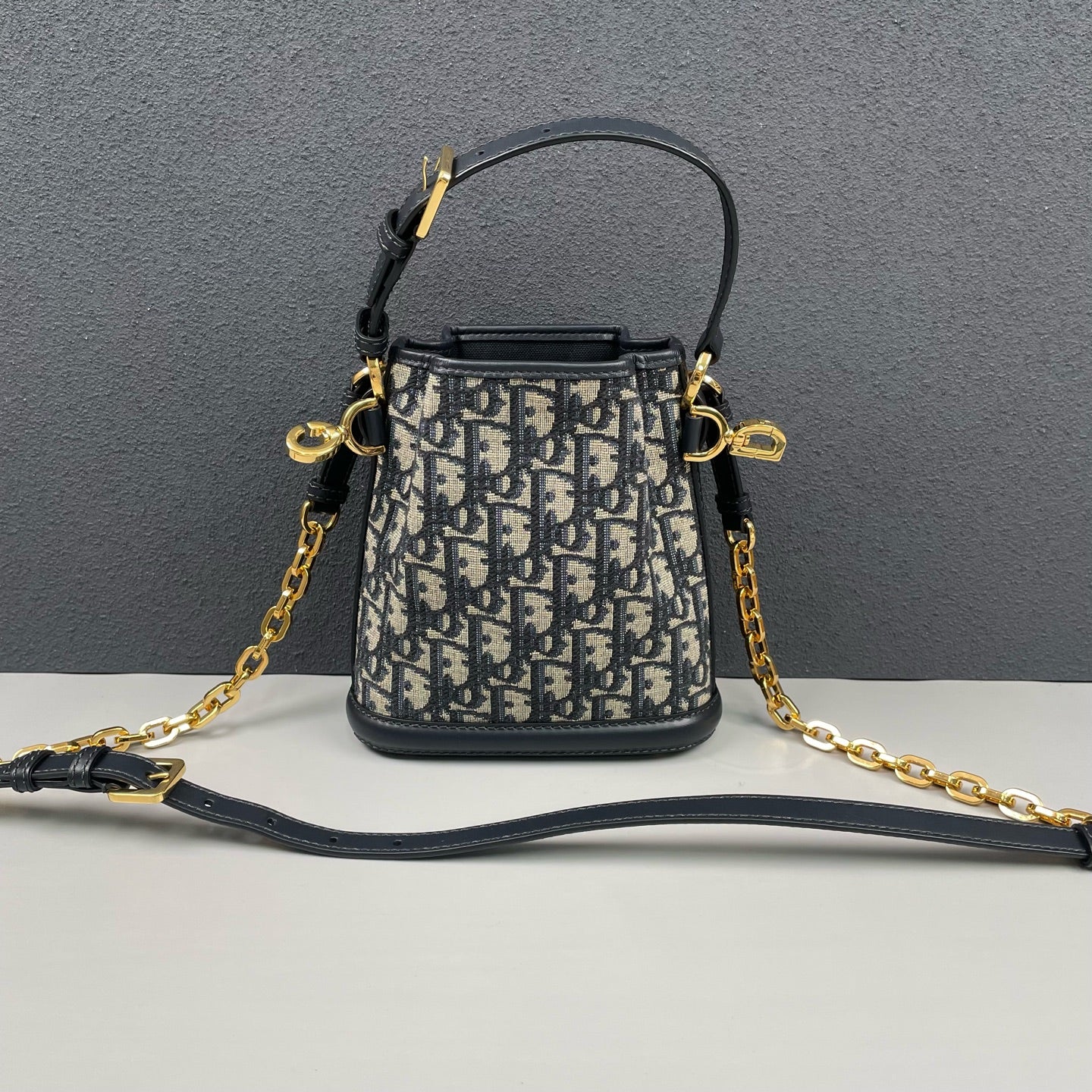Dior - Dior C'est Oblique Bucket Bag - Oblique embroidered jacquard canvas with leather trim - Blue - (mini)