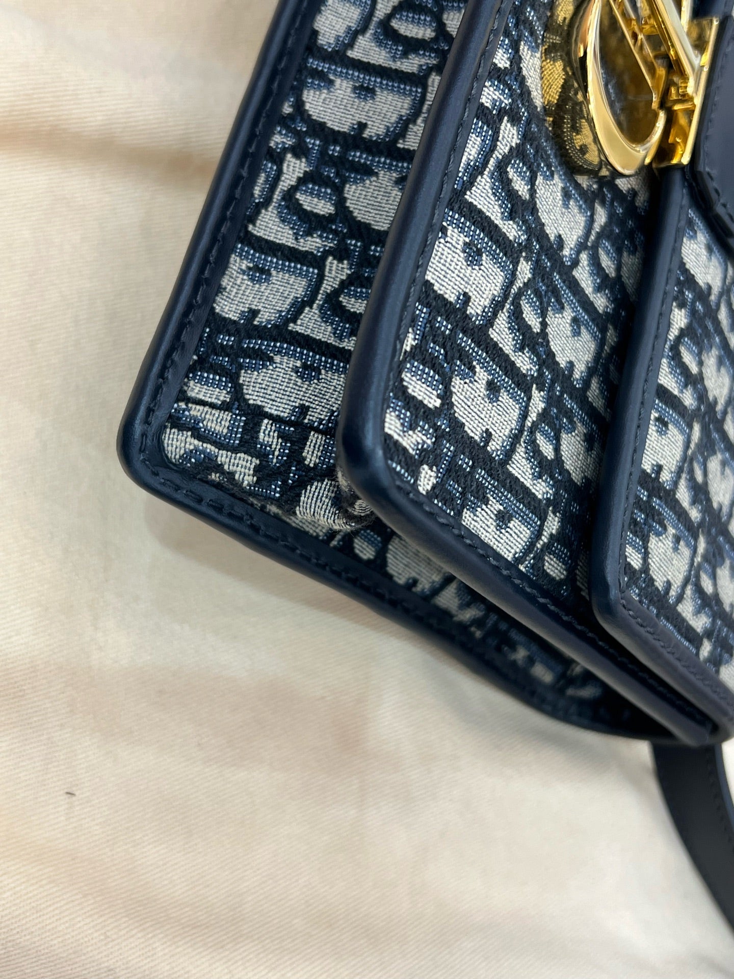 Dior - 30 Montaigne Small Bag - Dior Oblique Jacquard Canvas with Leather Trim - Blue - (Small)