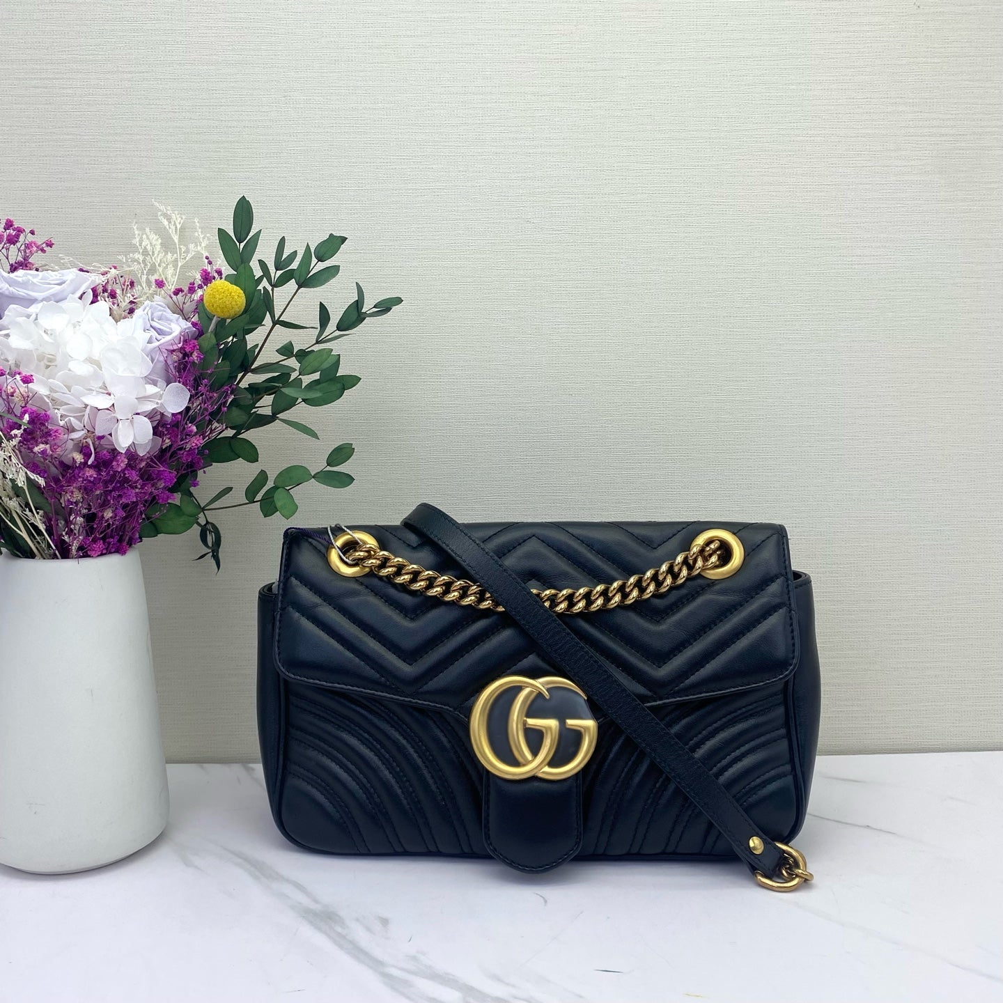 Gucci - Marmont Matelassé Shoulder Bag - Leather - Black - (medium)