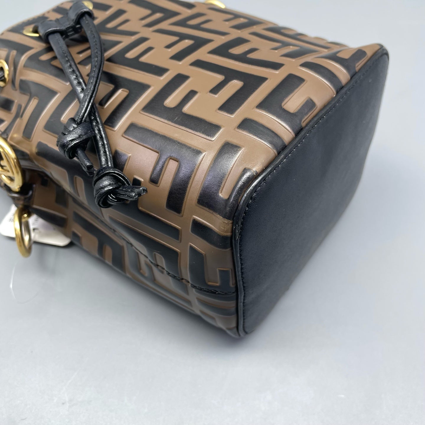 Fendi - Mini Bucket Bag with FF Monogram - Coated canvas with leather trim - Brown - (mini)