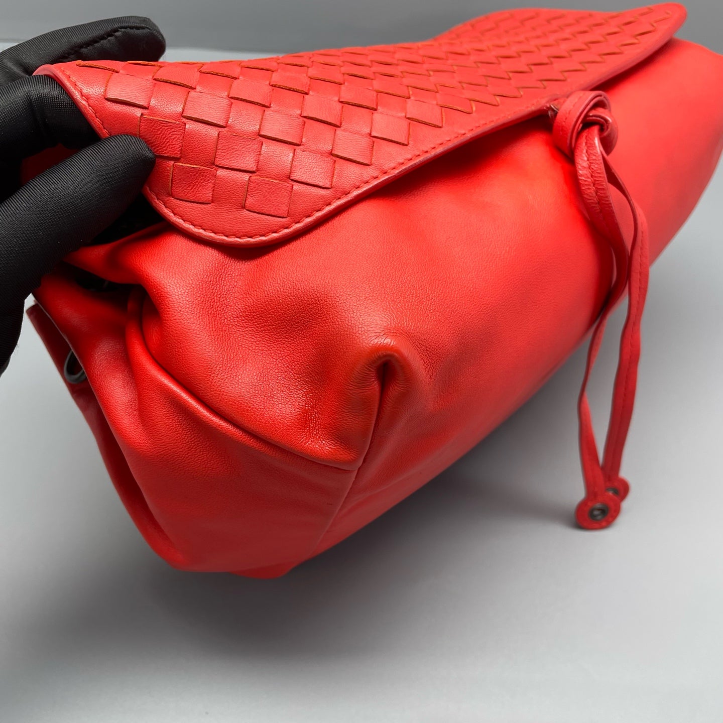 Bottega Veneta - Intrecciato Flap Bag - Lambskin leather - Orange - (Small)