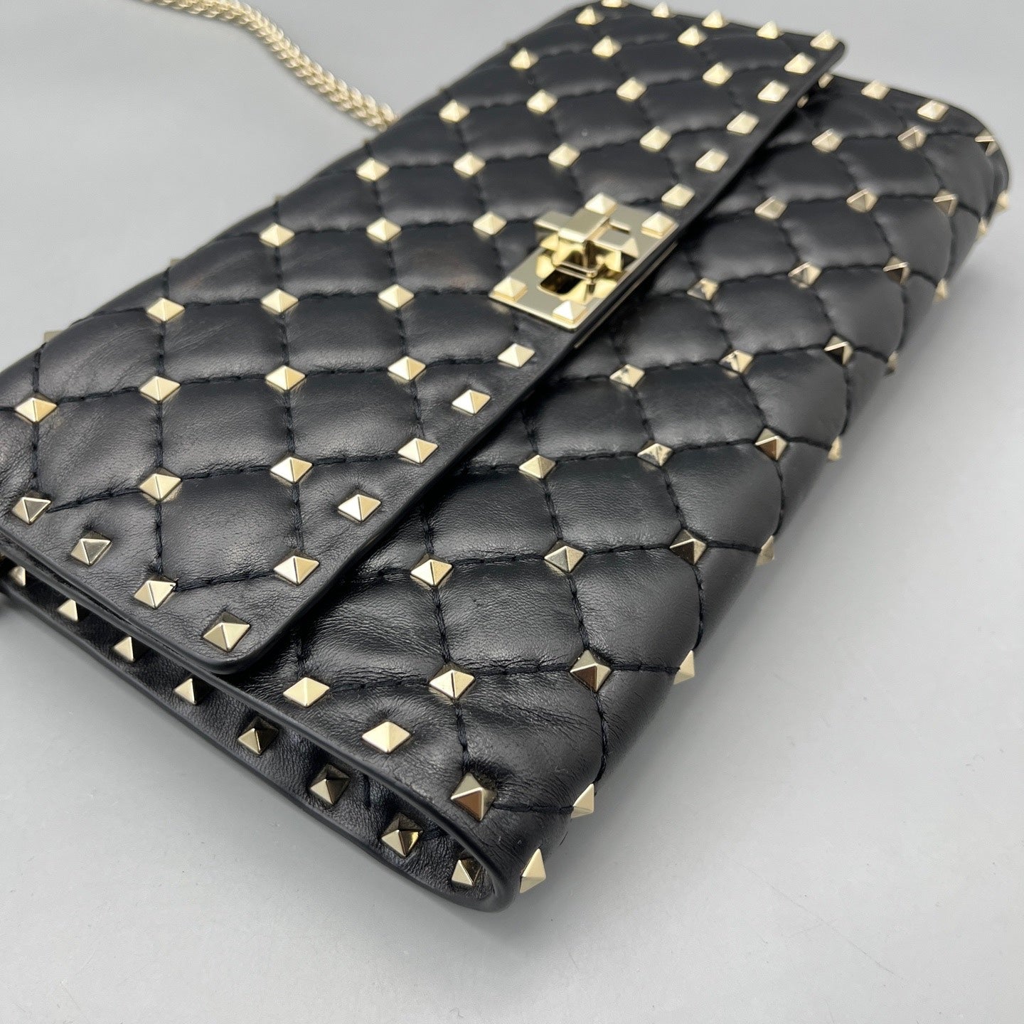 Valentino - Rockstud Wallet On Chain (WOC) - Leather - Black - (mini)