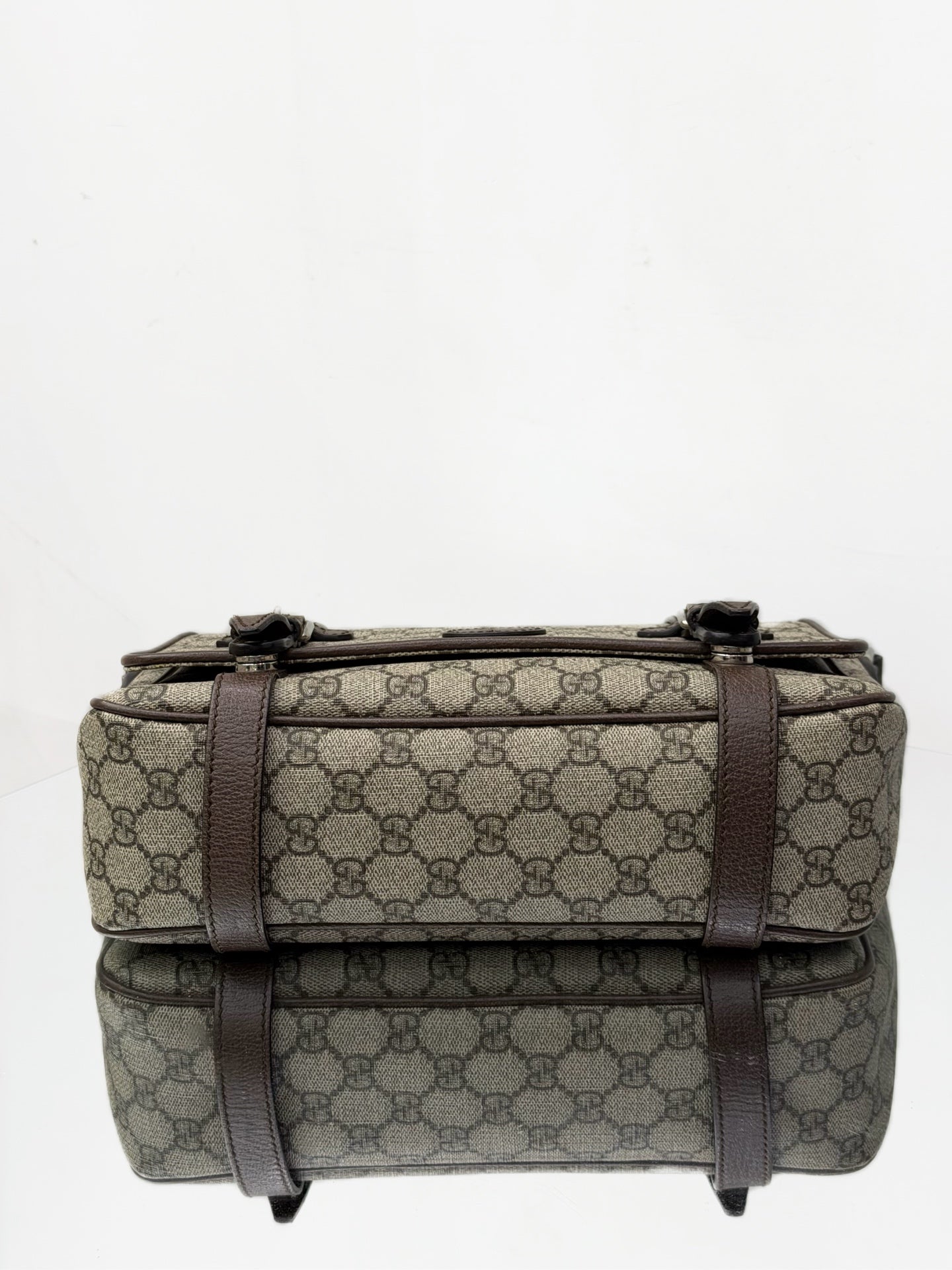 Gucci - Retro GG Messenger Bag - GG Supreme canvas with leather trim - Beige and Brown - (medium)
