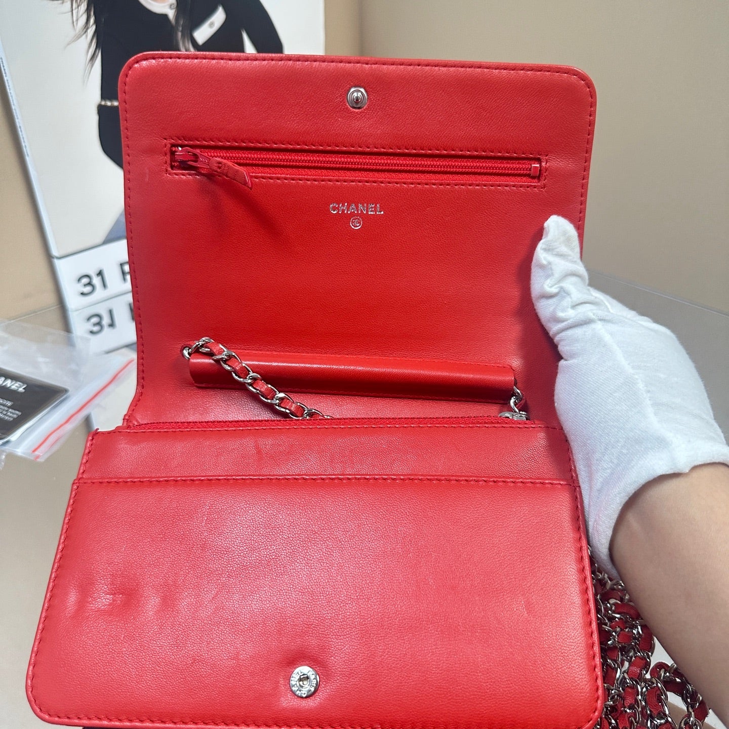 Chanel - Wallet on Chain (WOC) - Lambskin leather - Red - (Mini)
