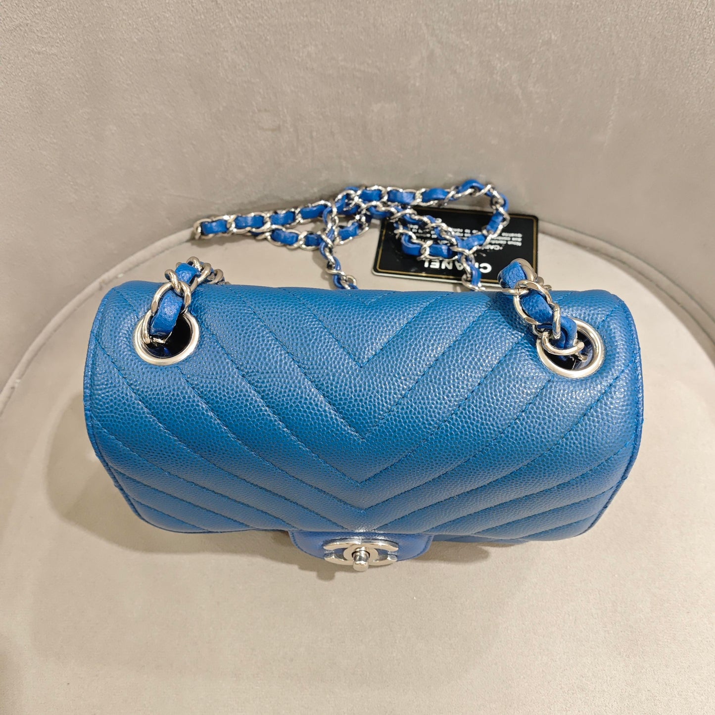 Chanel - Square Mini Flap Bag - Caviar leather - Blue - (mini)