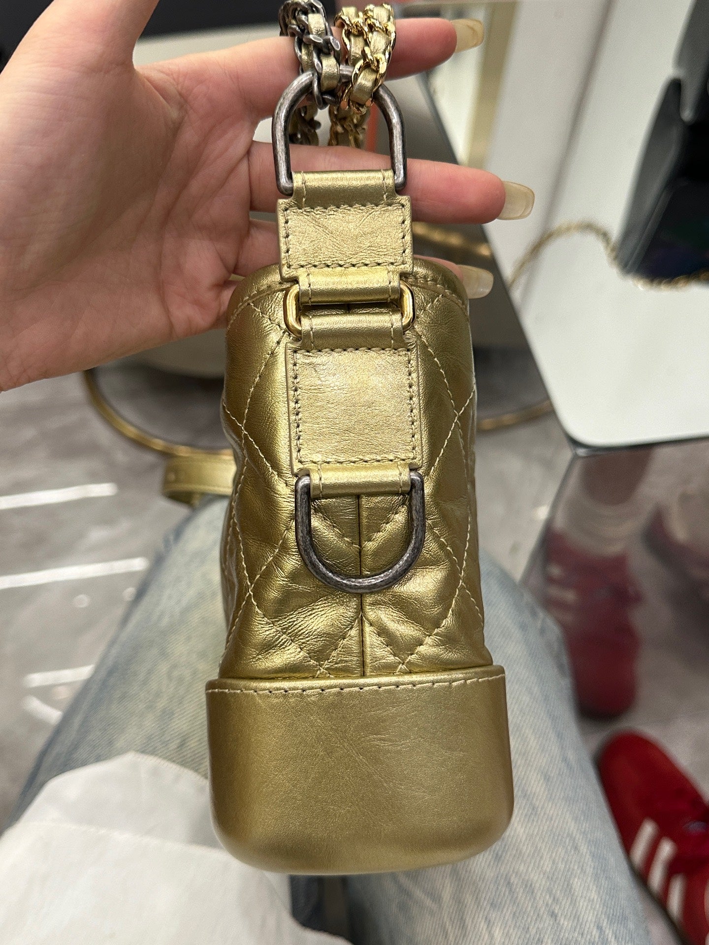 Chanel - Gabrielle Hobo Bag Small - Aged calfskin leather - Gold - (small)
