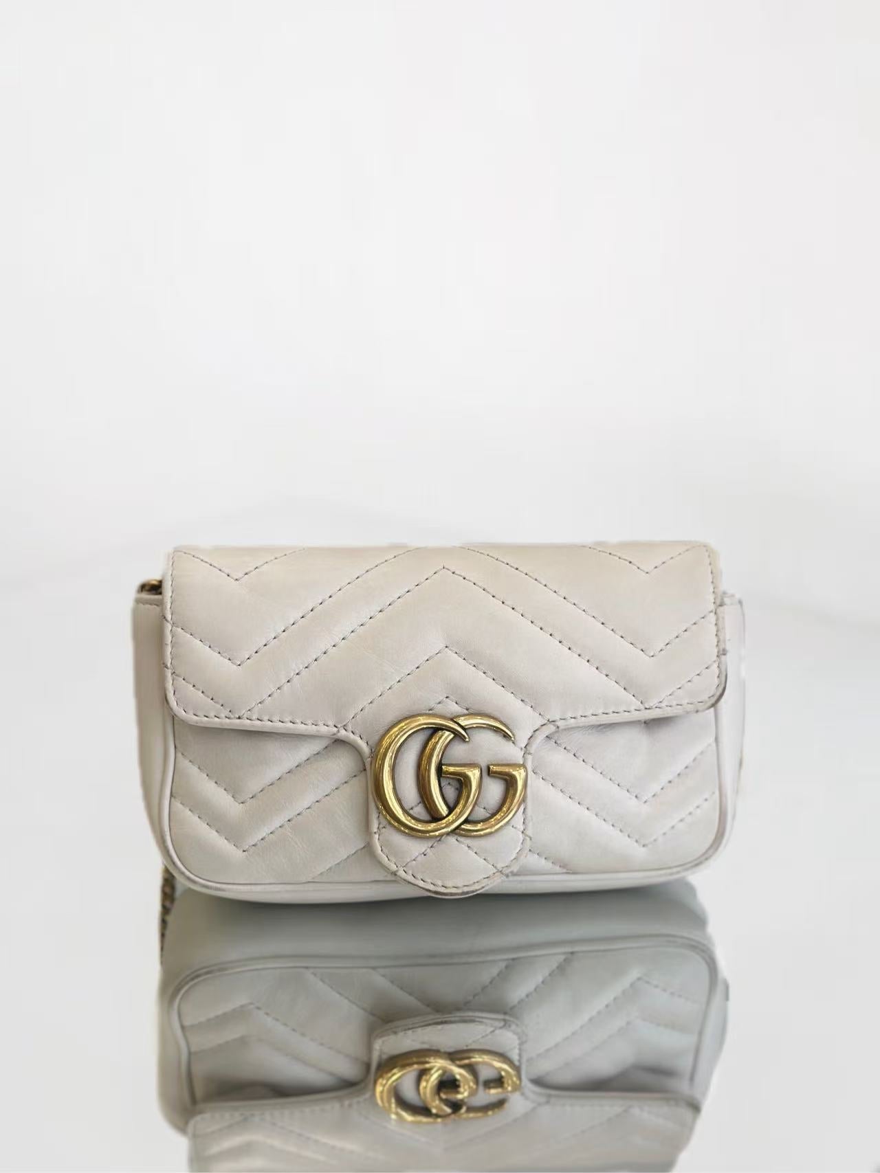 Gucci - Marmont Mini Chain Bag - Leather - White - (mini)