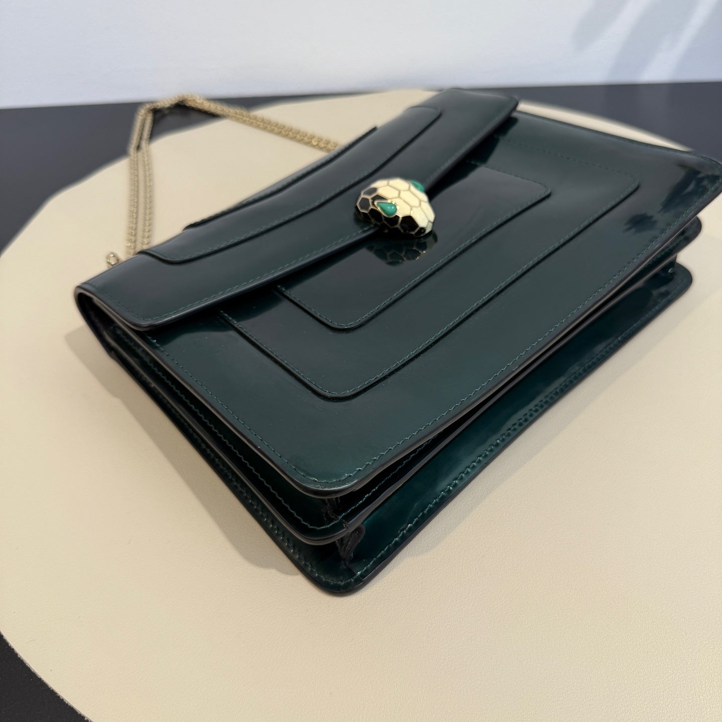 Bvlgari - Serpenti Forever Flap Bag - Patent leather - Dark Green - (Medium)