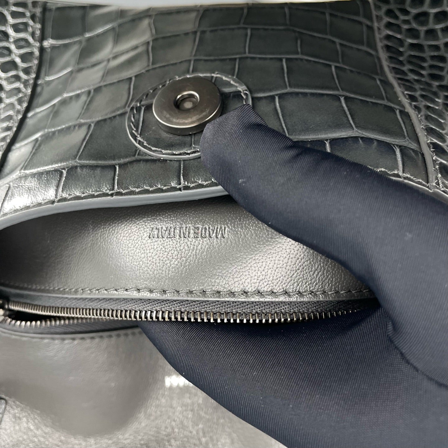 Balenciaga - Hourglass - Leather (crocodile-embossed) - Dark Green - (small)