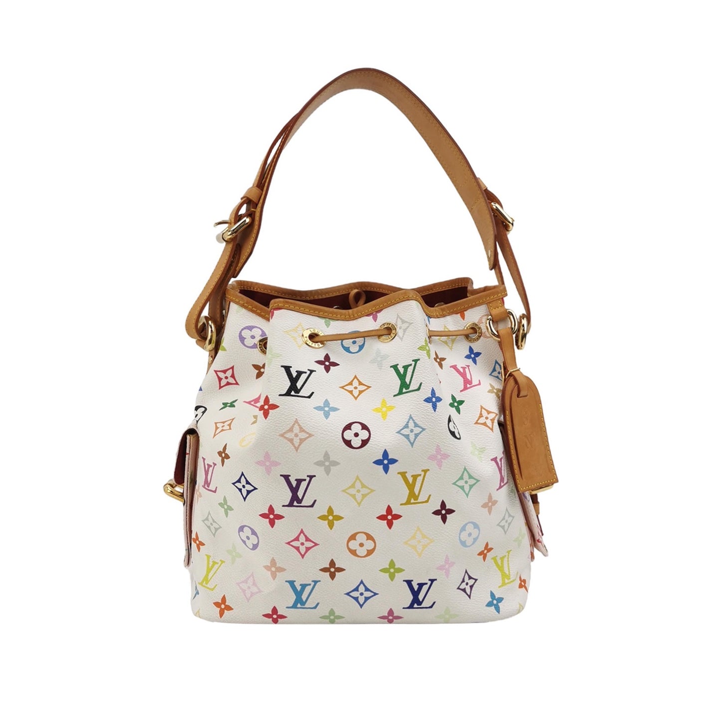 Louis Vuitton - Petit Noé Monogram Multicolore M42229 - Monogram Multicolore Canvas and Vachetta Leather - White with multicolour monogram - (medium)