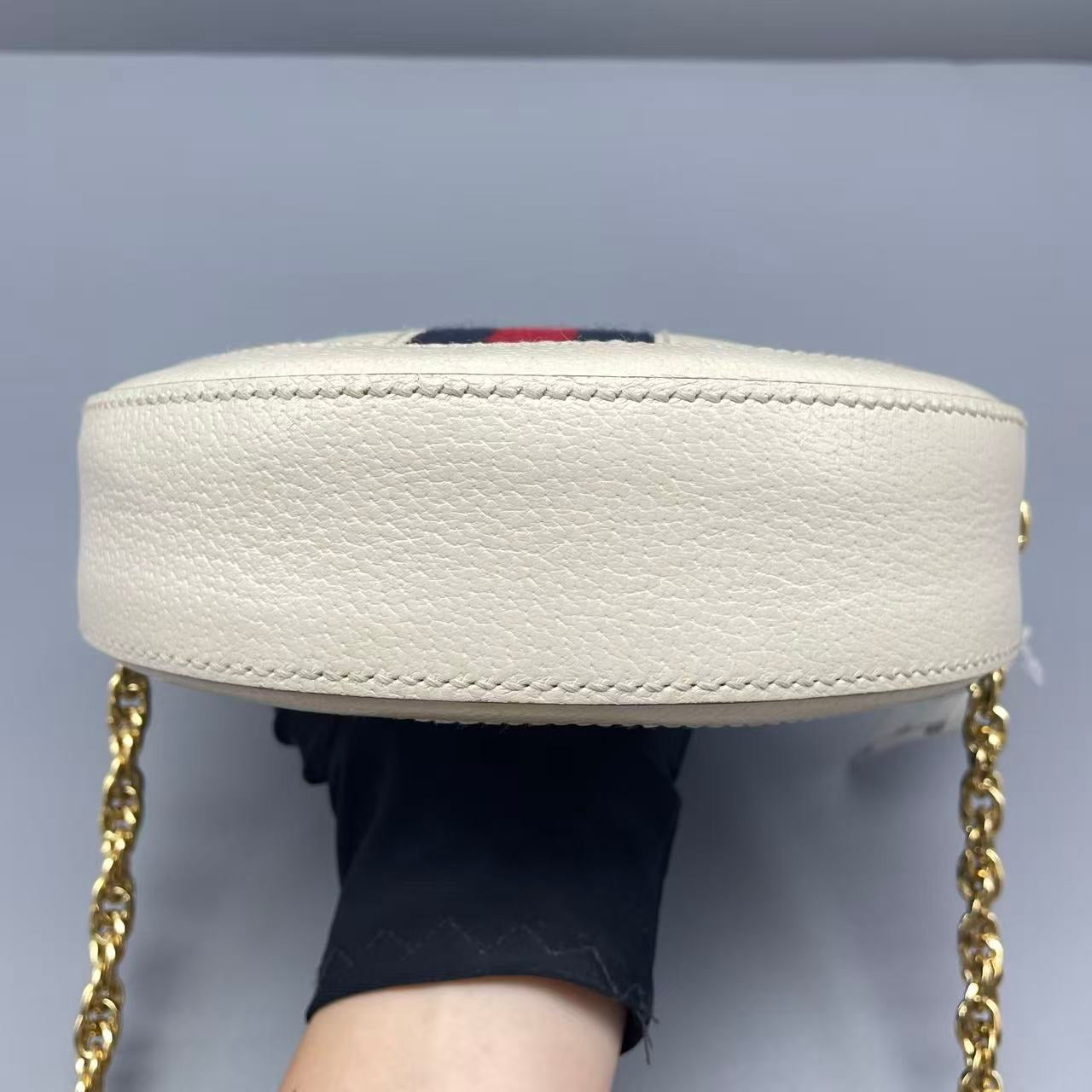 Gucci - Ophidia Mini Round Bag - Grained leather - White - (mini)