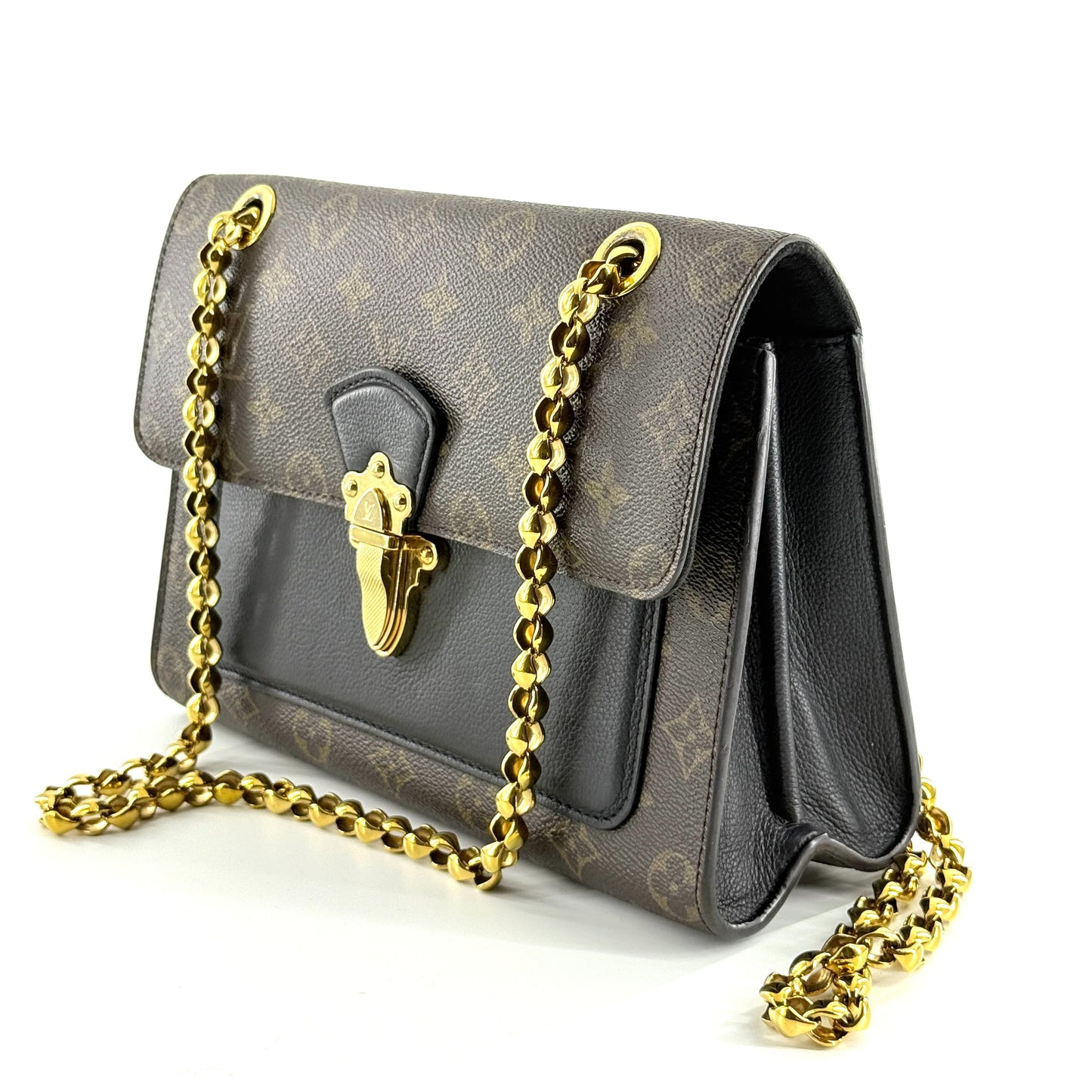 Louis Vuitton - Victoire - Monogram coated canvas with grained leather trim and accents - Brown and Black with Gold-Tone Hardware - (small)